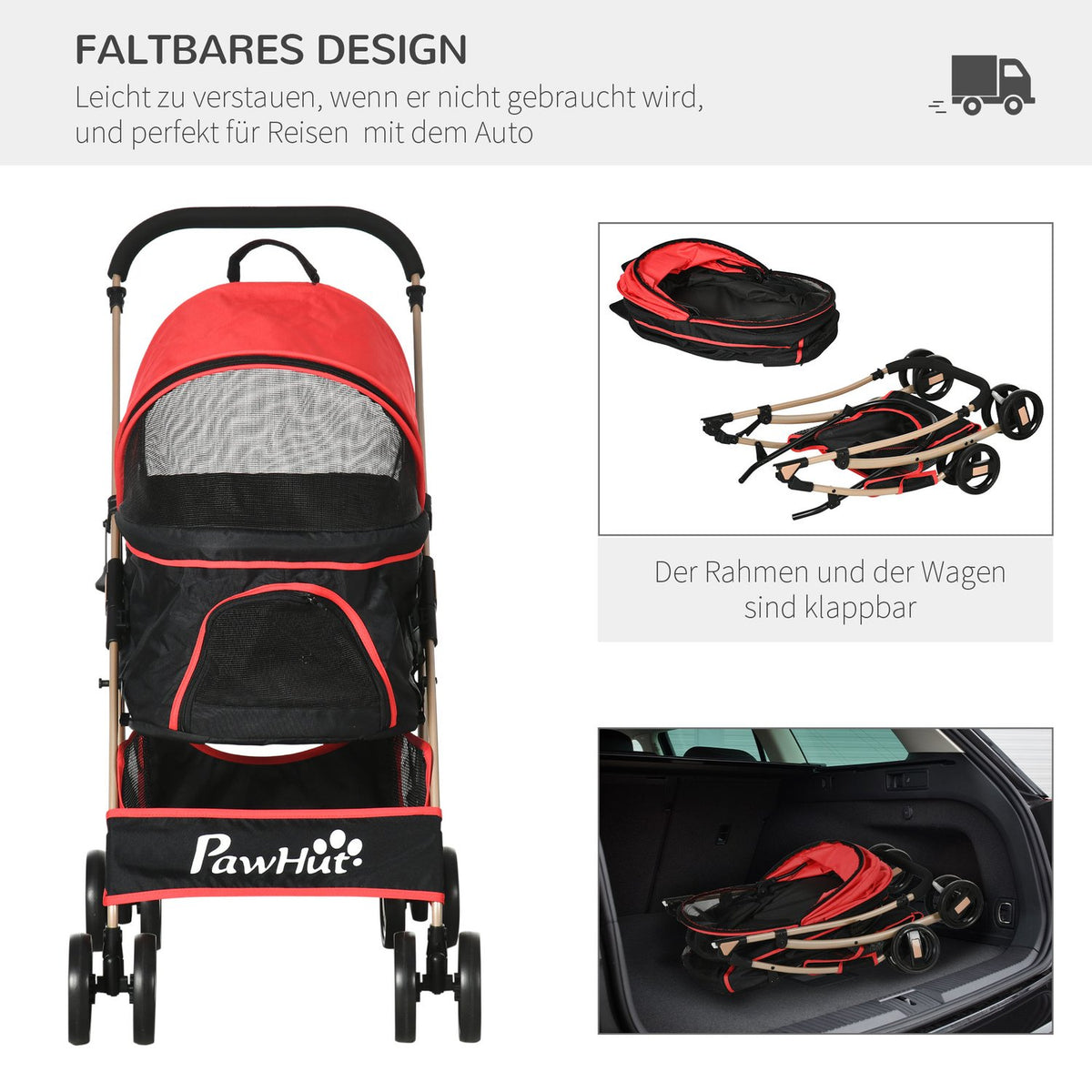 Dog Stroller 2 In 1 Dog Trolley Carry Bag Foldable Dog Stroller With Cushion For Small Dogs Cats Mesh Window Oxford Fabric