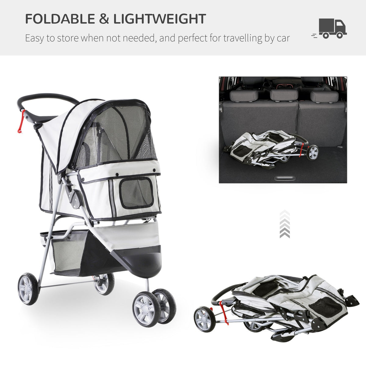 Dog Stroller Dog Buggy Buggy Dogs Cats Multicolored (Grey)