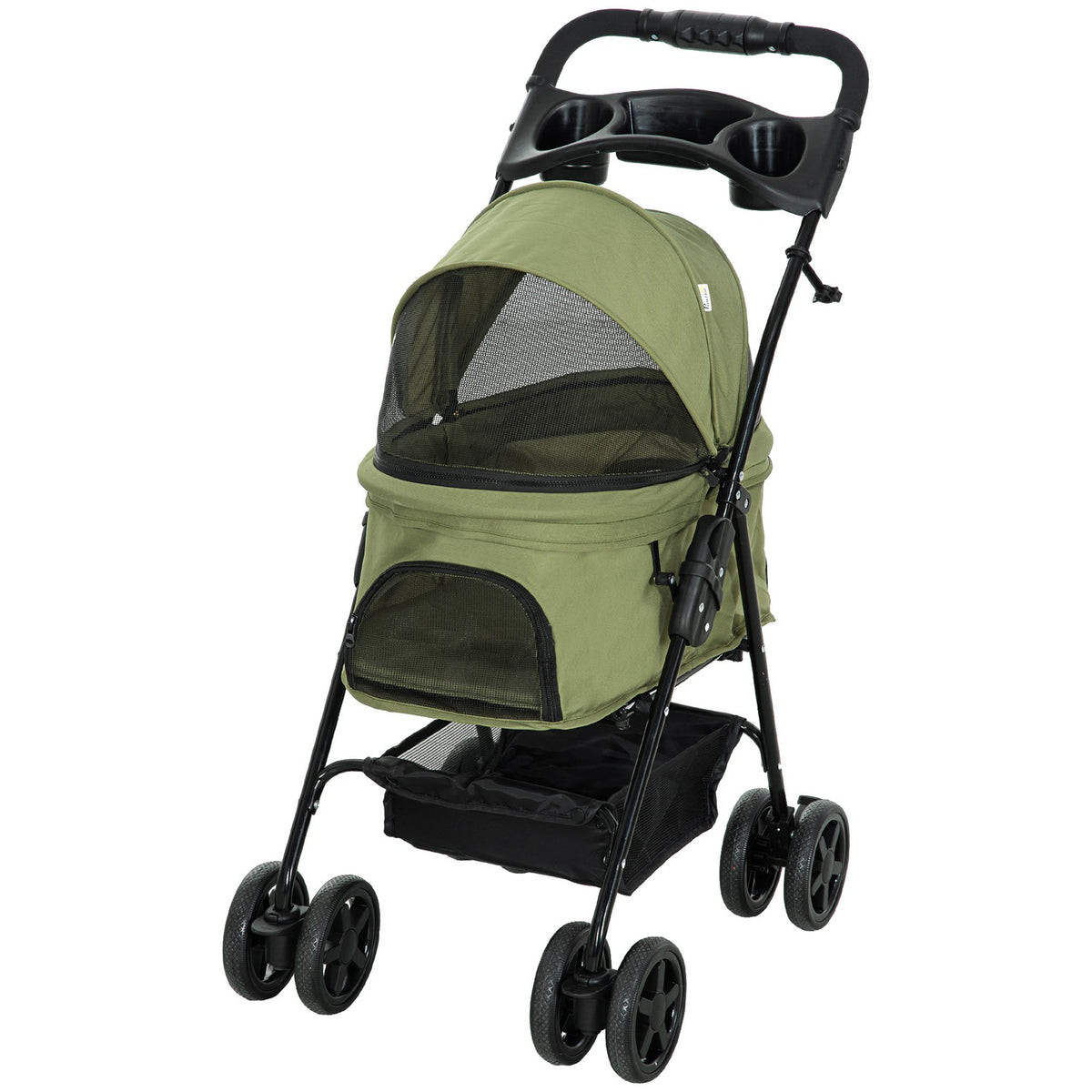 Dog Stroller Dog Buggy With Folding Function Pet Stroller For Small Dogs And Cats Pet Stroller Cat Buggy Oxford Dark Green 67 X 45 X 96 Cm
