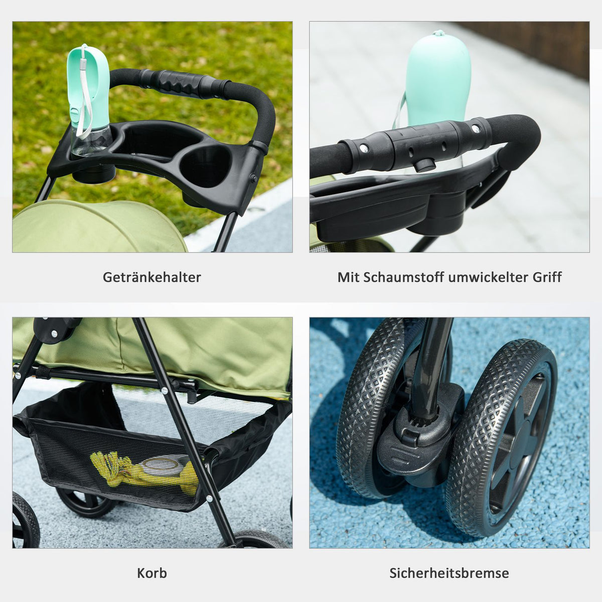 Dog Stroller Dog Buggy With Folding Function Pet Stroller For Small Dogs And Cats Pet Stroller Cat Buggy Oxford Dark Green 67 X 45 X 96 Cm