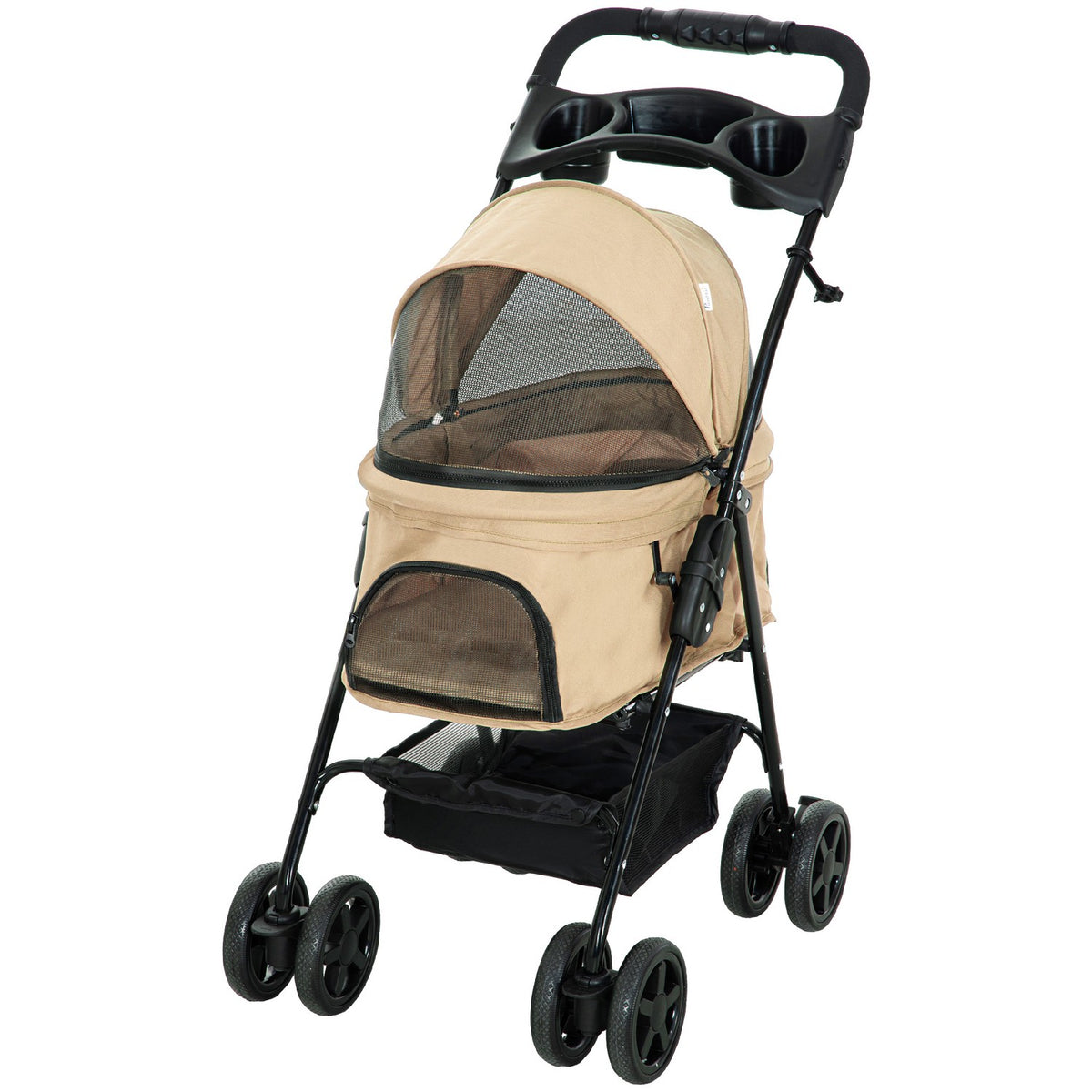 Dog Stroller Dog Buggy With Folding Function Pet Stroller For Small Dogs And Cats Pet Stroller Cat Buggy Oxford Khaki 67 X 45 X 96 Cm