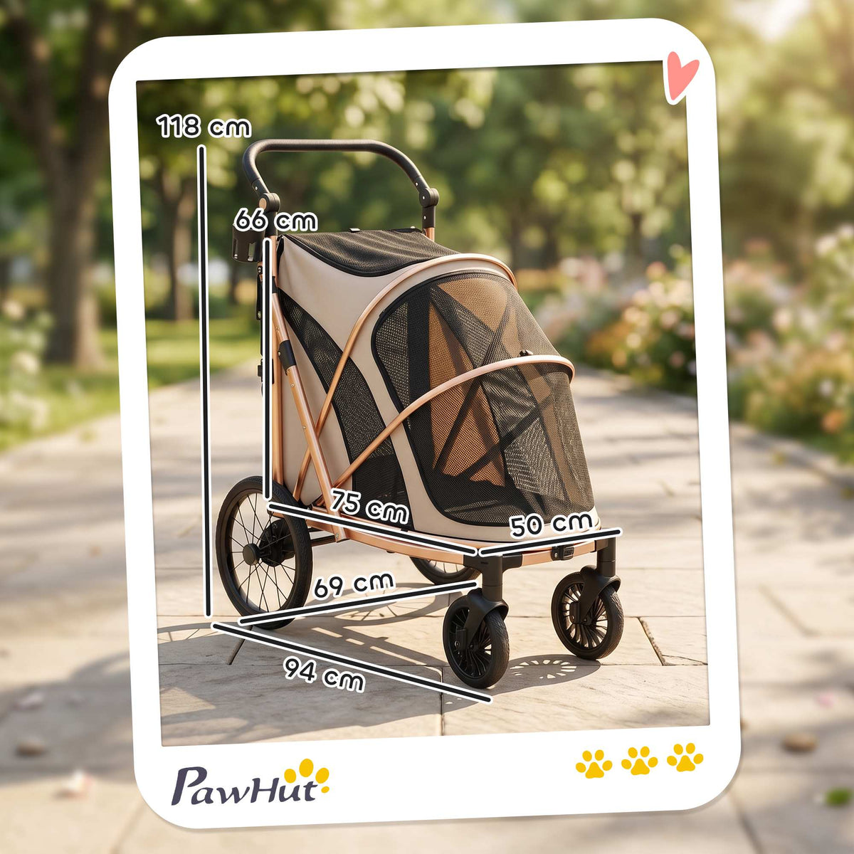 Dog Stroller, Foldable, 360 Swivel Wheels, Up To 20 kg