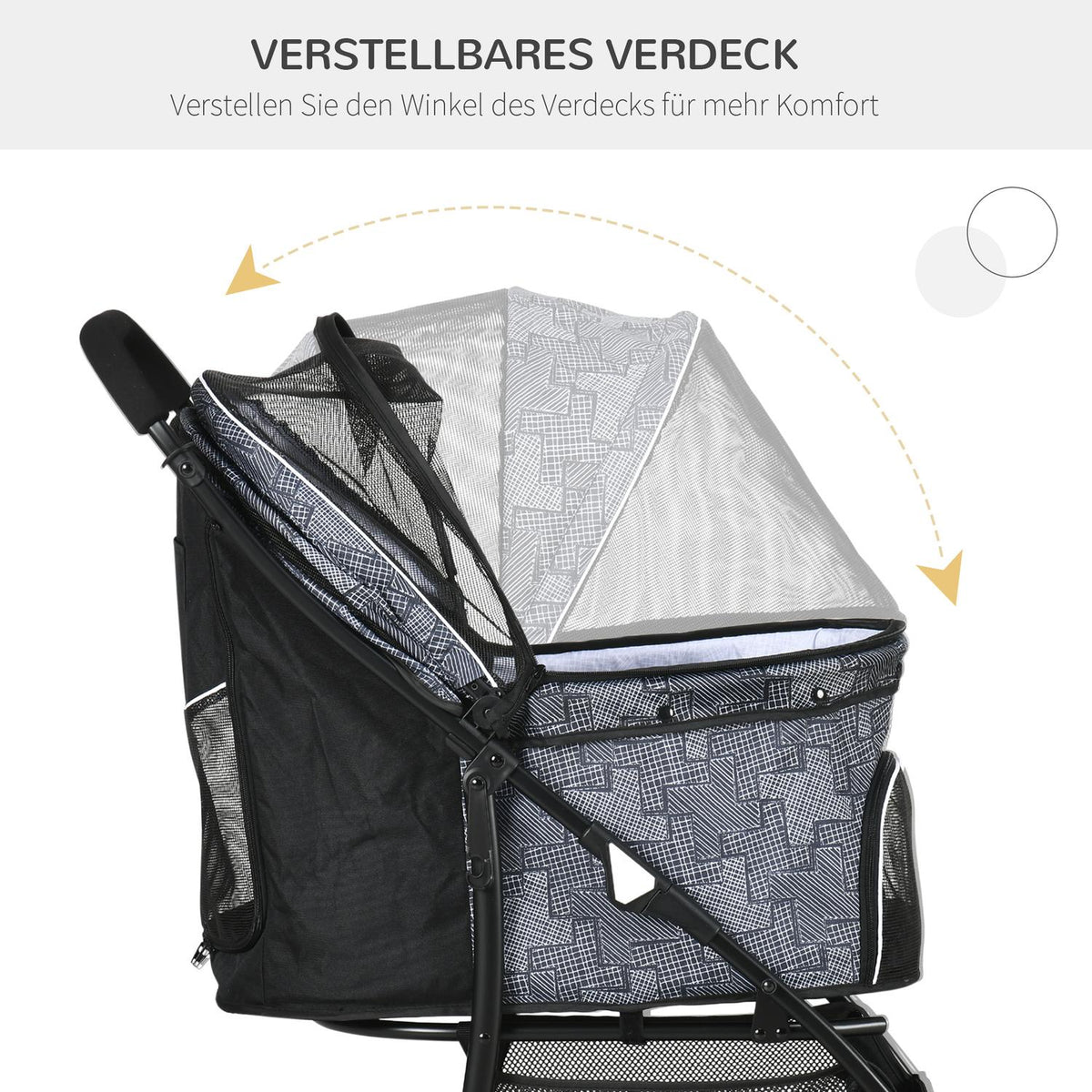 Dog Stroller, Foldable Dog Stroller, Dog Trolley With Cushion, Cat Stroller, Cat Stroller With 4 Wheels, Mesh Window, Storage Space, Oxford Cloth, Black