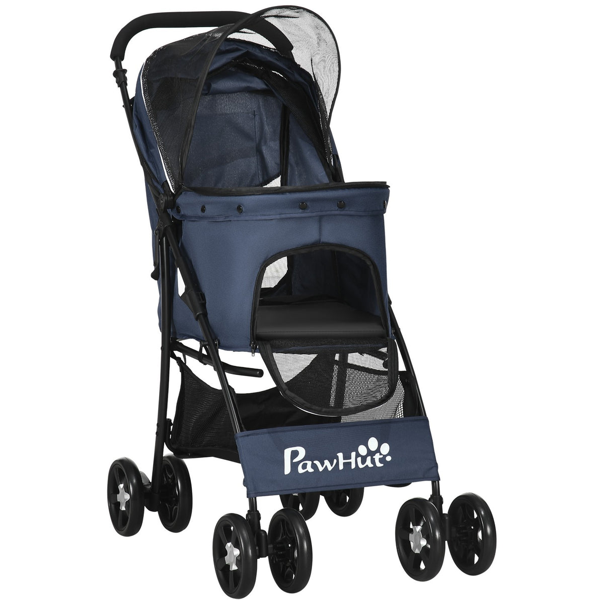 Dog Stroller Foldable Dog Stroller With Cushion, 4 Wheels, Mesh Window, For Small Dogs And Cats, 600D Oxford