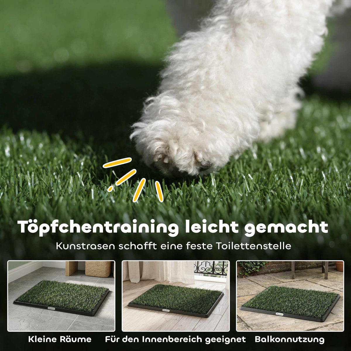 Dog Toilet with Washable Artificial Grass, 76 x 50.5 cm