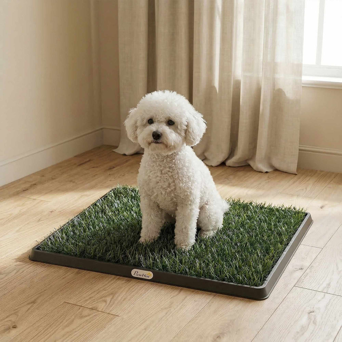Dog Toilet with Washable Grass Mat, 63 x 50.5 cm, Black/Green