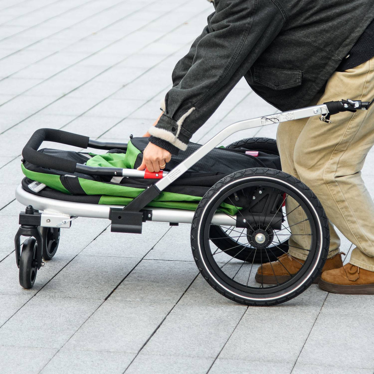 Dog Trailer 2-In-1 Dog Buggy Dog Bike Trailer Safety Leash Dog Cart Reflectors Up To 20Kg Oxford Green