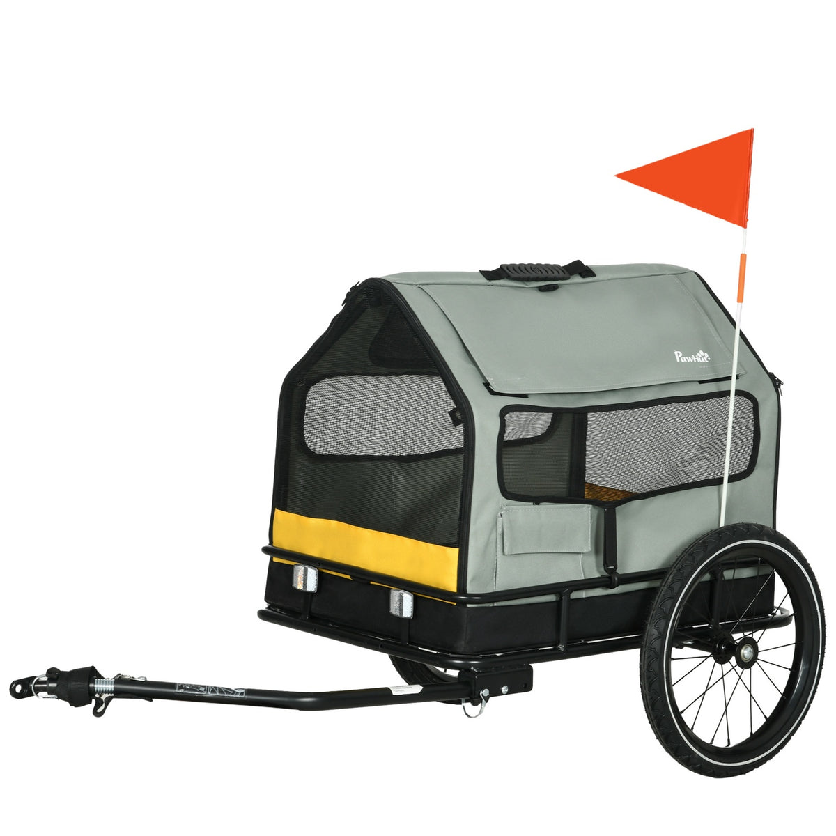 Dog Trailer 3-In-1 Pet House & Cargo Trailer, Dog Bike Trailer With Reflectors For Small Dogs Up To 10 Kg, Oxford, Grey