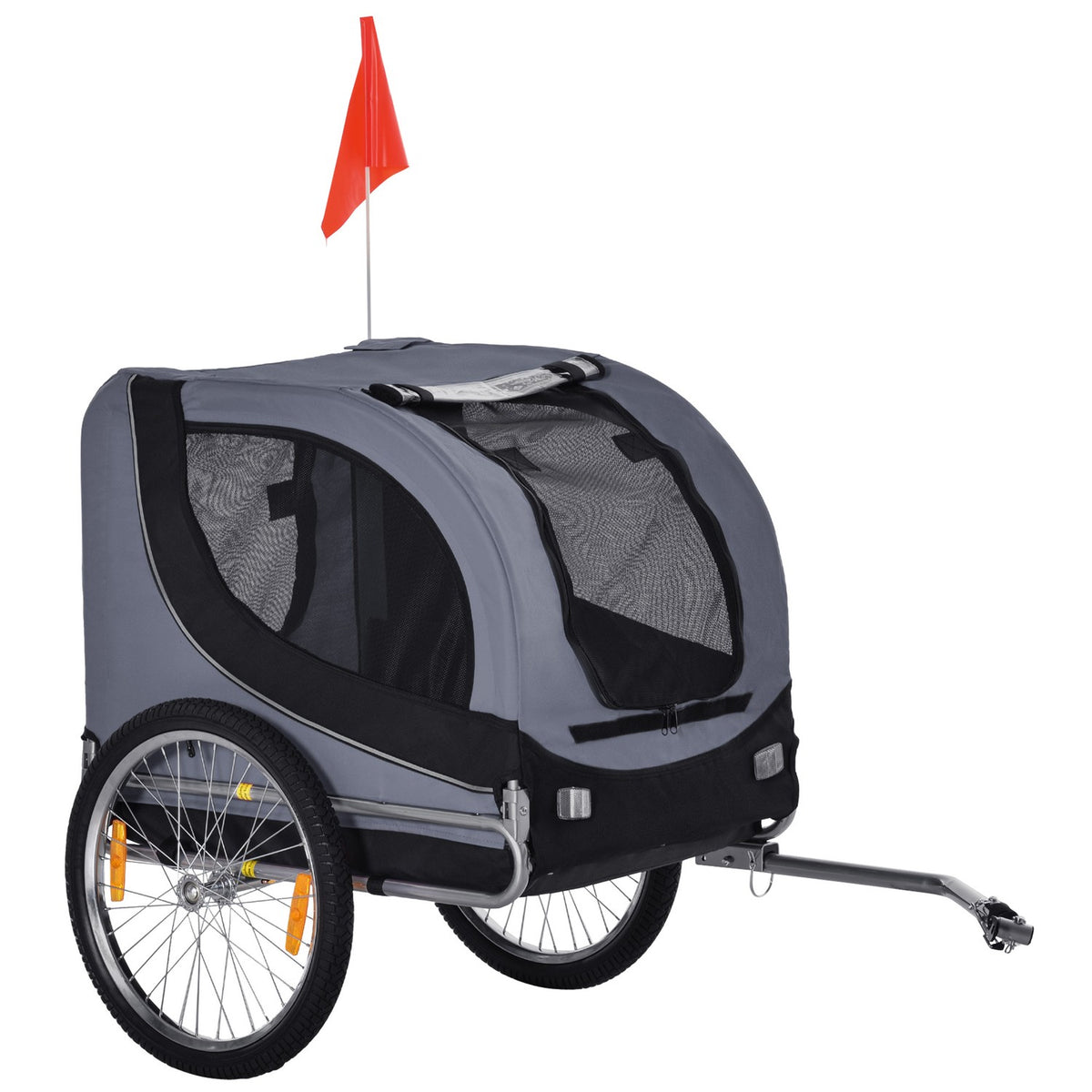 Dog Trailer Bicycle Trailer Dog Transporter Dog Bicycle Trailer Gray + Black 130 X 73 X 90 Cm
