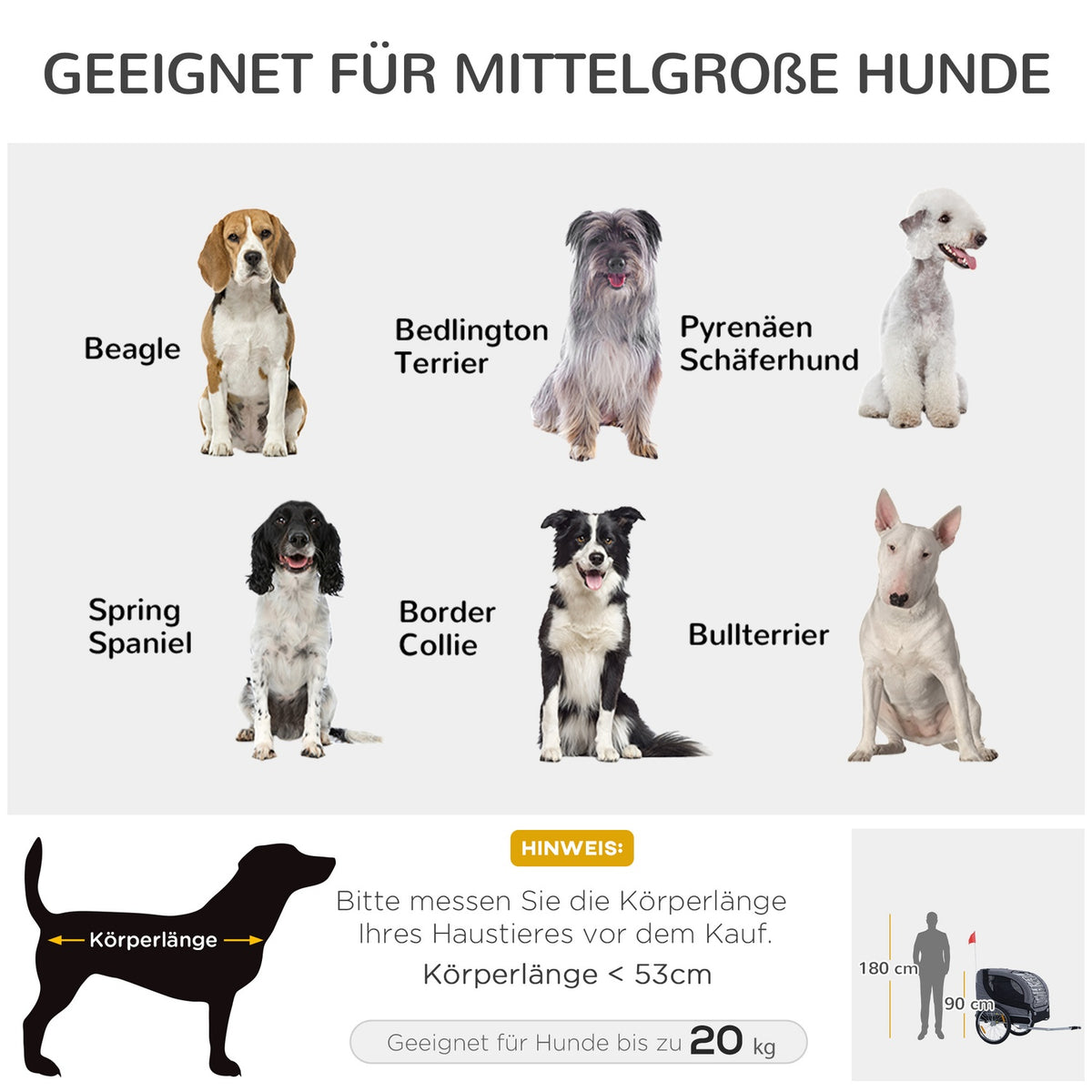 Dog Trailer Bicycle Trailer Dog Transporter Dog Bicycle Trailer Gray + Black 130 X 73 X 90 Cm