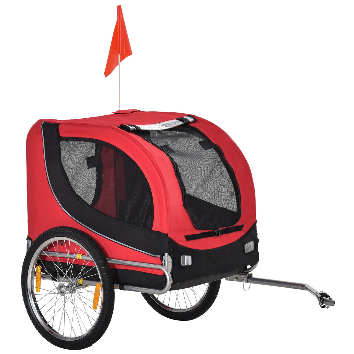 Dog Trailer Bicycle Trailer Dog Transporter Dog Bicycle Trailer Red + Black 130 X 73 X 90 Cm