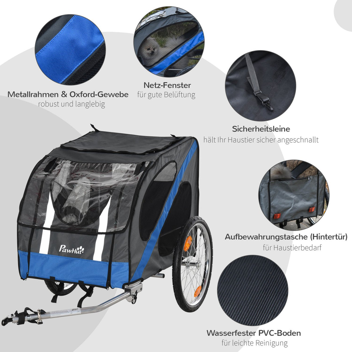 Dog Trailer Bicycle Trailer Dog Transporter Off-Road Dog Bicycle Trailer For Dogs Weatherproof Oxford Fabric Steel Frame
