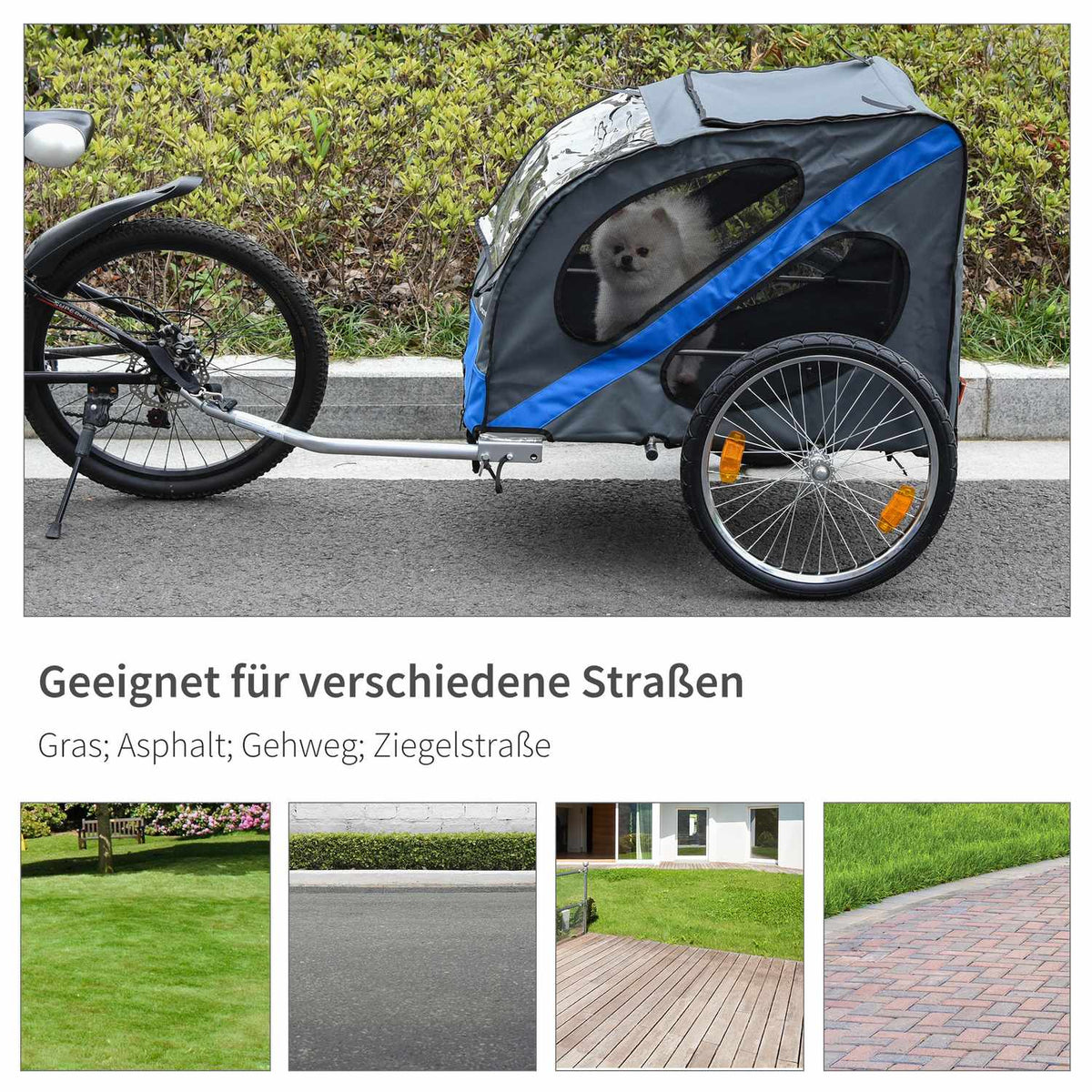 Dog Trailer Bicycle Trailer Dog Transporter Off-Road Dog Bicycle Trailer For Dogs Weatherproof Oxford Fabric Steel Frame