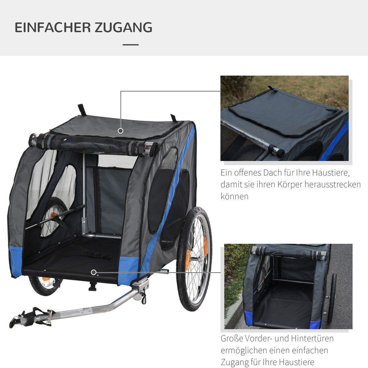 Dog Trailer Bicycle Trailer Dog Transporter Off-Road Dog Bicycle Trailer For Dogs Weatherproof Oxford Fabric Steel Frame
