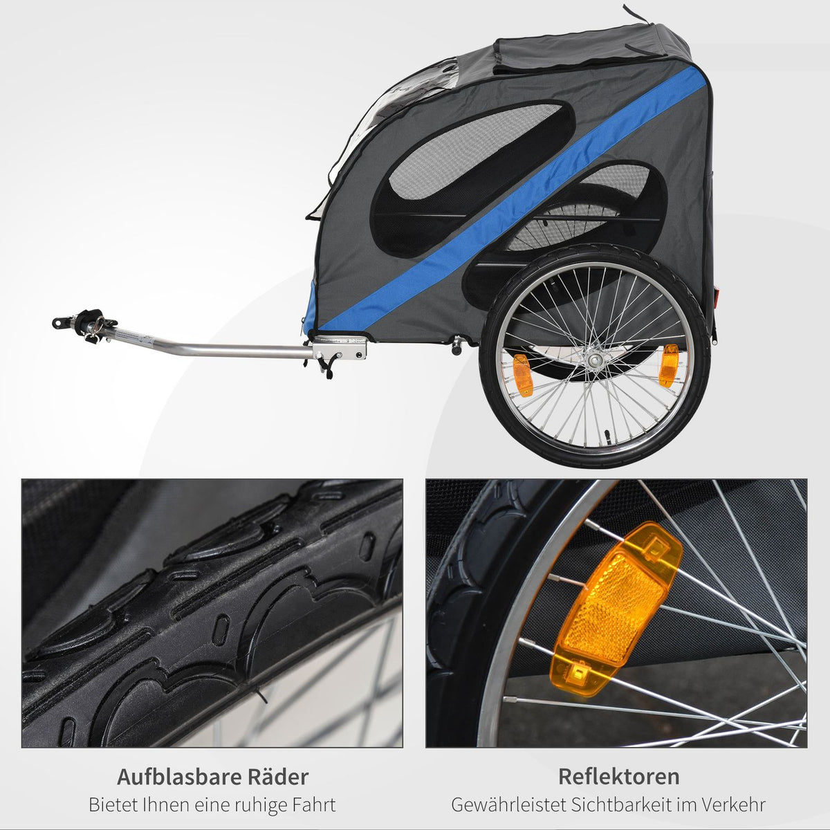 Dog Trailer Bicycle Trailer Dog Transporter Off-Road Dog Bicycle Trailer For Dogs Weatherproof Oxford Fabric Steel Frame
