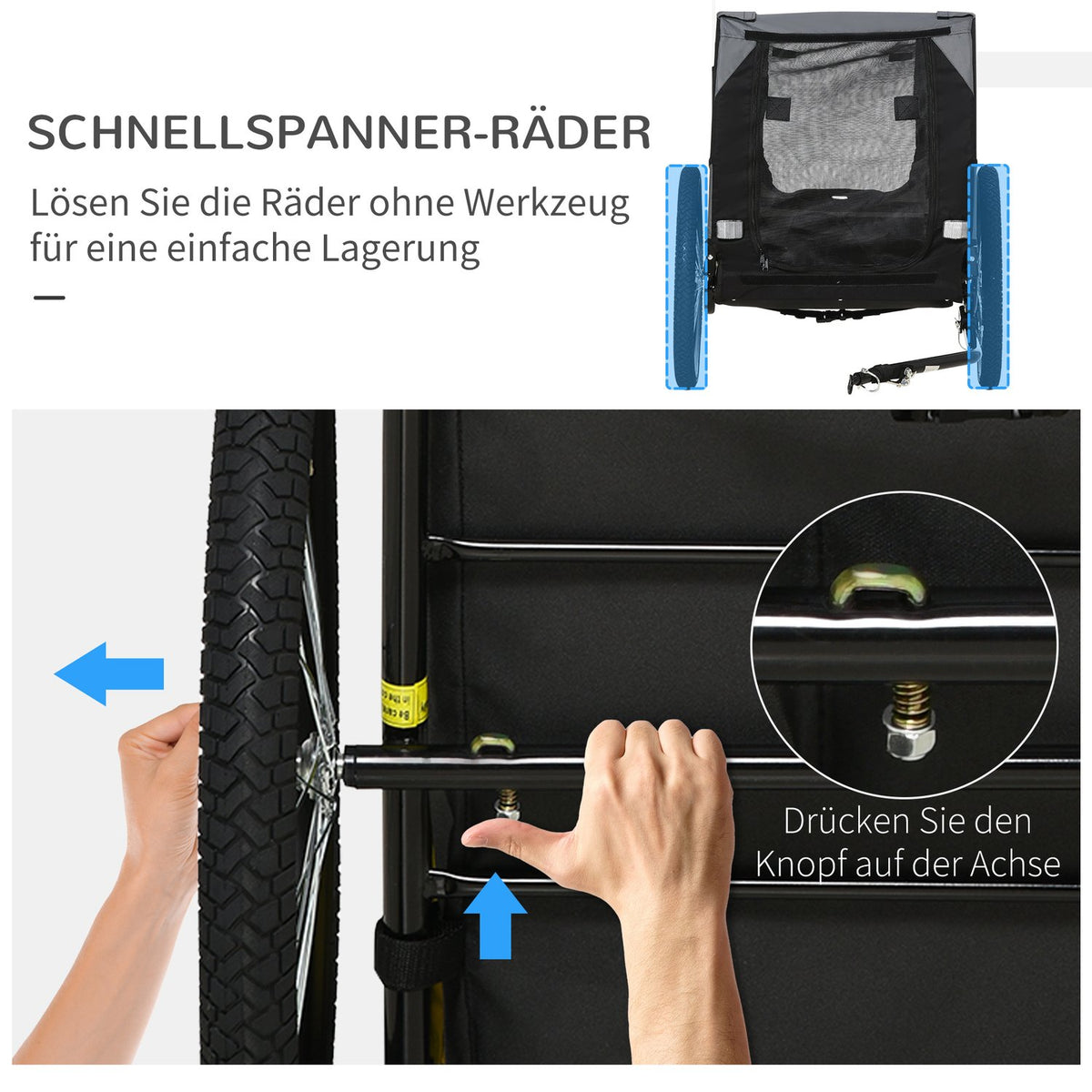 Dog Trailer Folding Bicycle Trailer With Mesh Windows, Reflectors & Flag, Quick Release, Made Of Oxford Fabric & Steel, Black, 140X71X83Cm