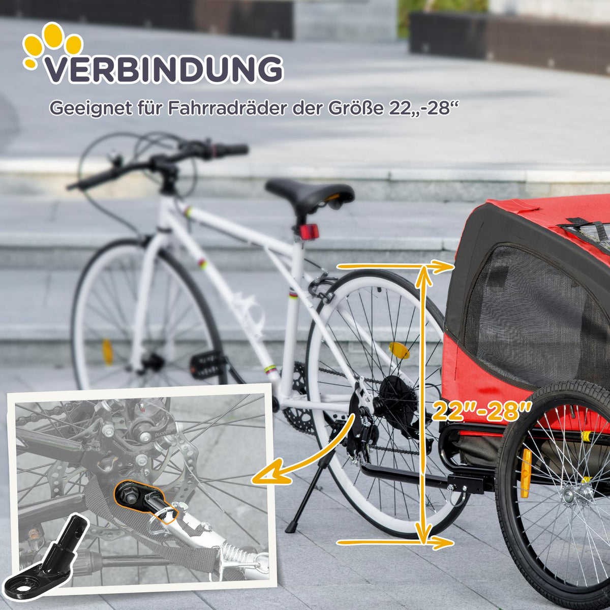 Dog Trailer, Folding Bicycle Trailer for Dogs, Dog Buggy with Reflectors, Quick Release, Dog Bicycle Trailer, Water Resistant, Oxford Cloth, Steel, Red, 140 x 71 x 83 cm
