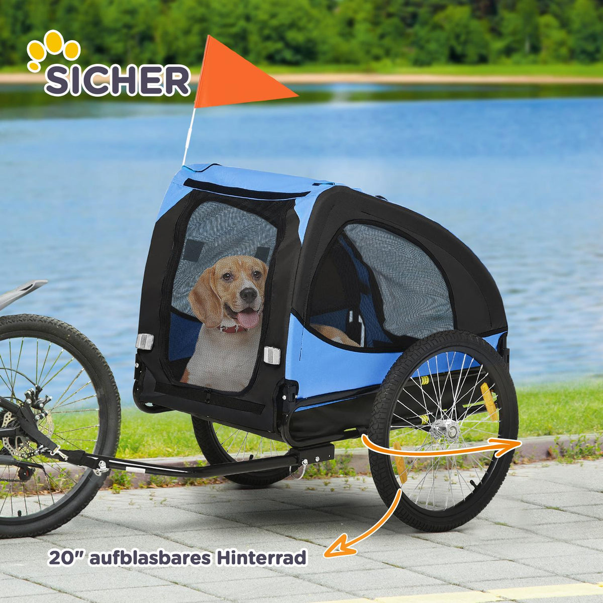 Dog Trailer, Folding Bicycle Trailer for Dogs, Quick Release, Water Resistant, Oxford Cloth, Steel, 140 x 71 x 83 cm, Blue