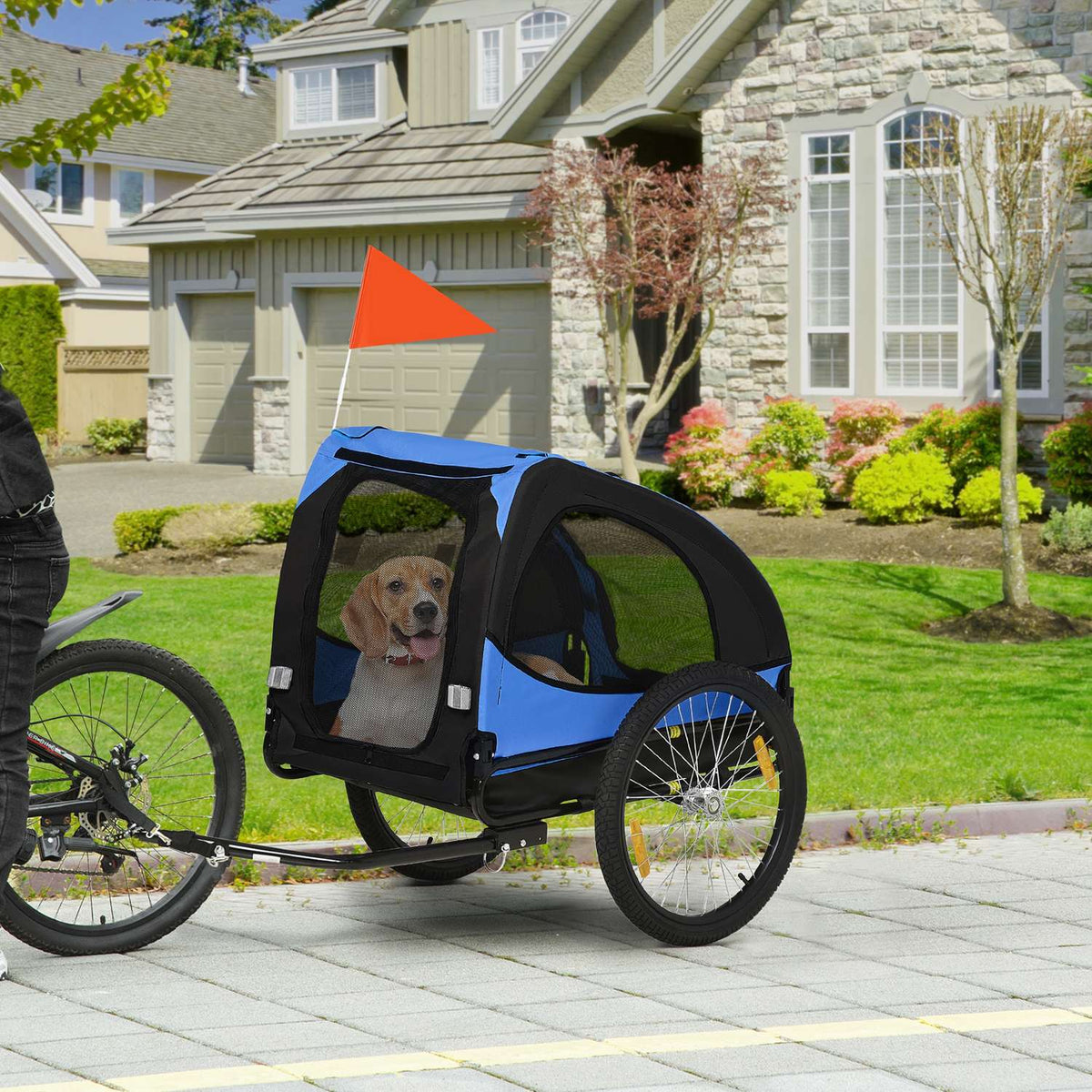 Dog Trailer, Folding Bicycle Trailer for Dogs, Quick Release, Water Resistant, Oxford Cloth, Steel, 140 x 71 x 83 cm, Blue