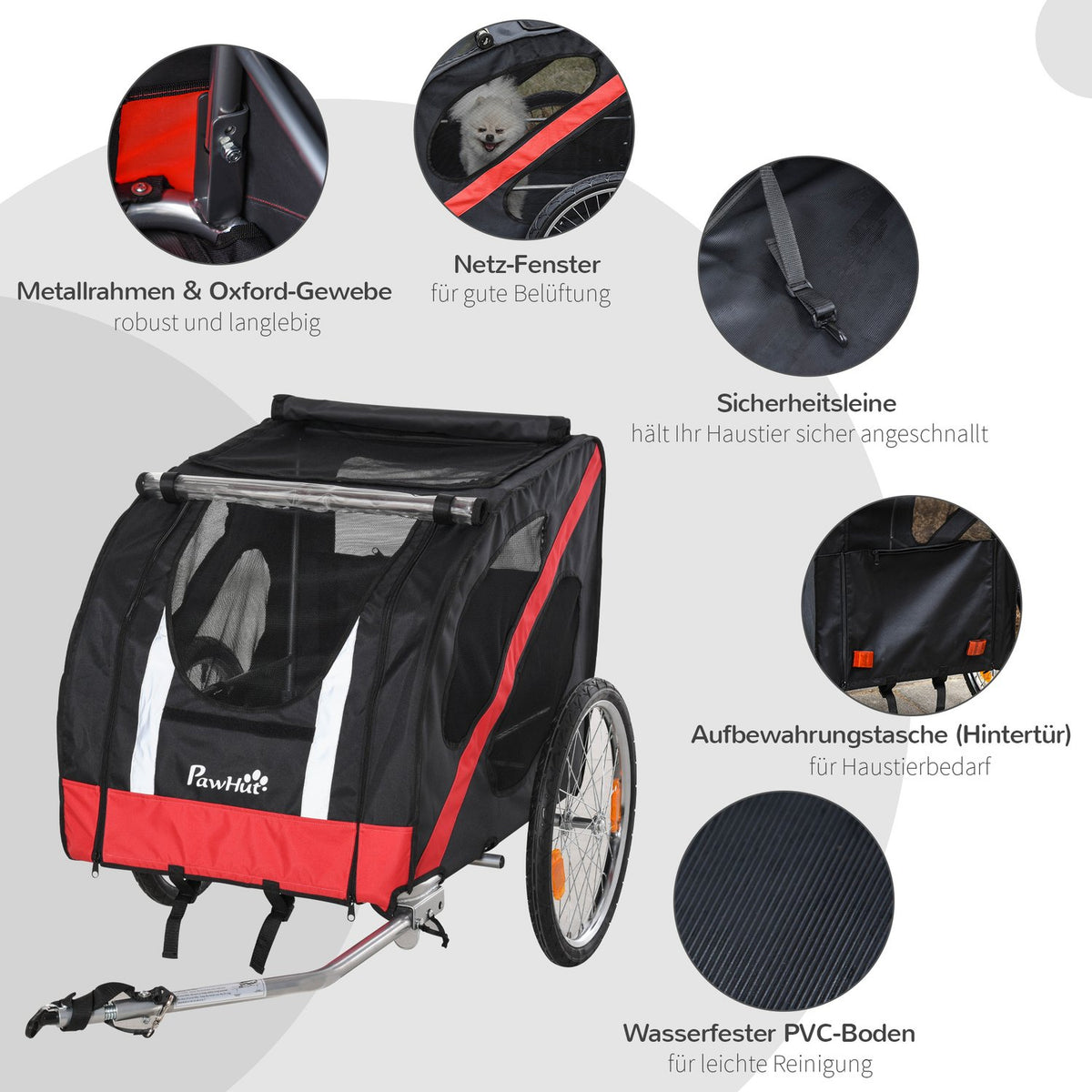 Dog Trailer Heavy Duty Dog Bike Trailer, All-Terrain, Weatherproof Oxford Fabric, Steel Frame