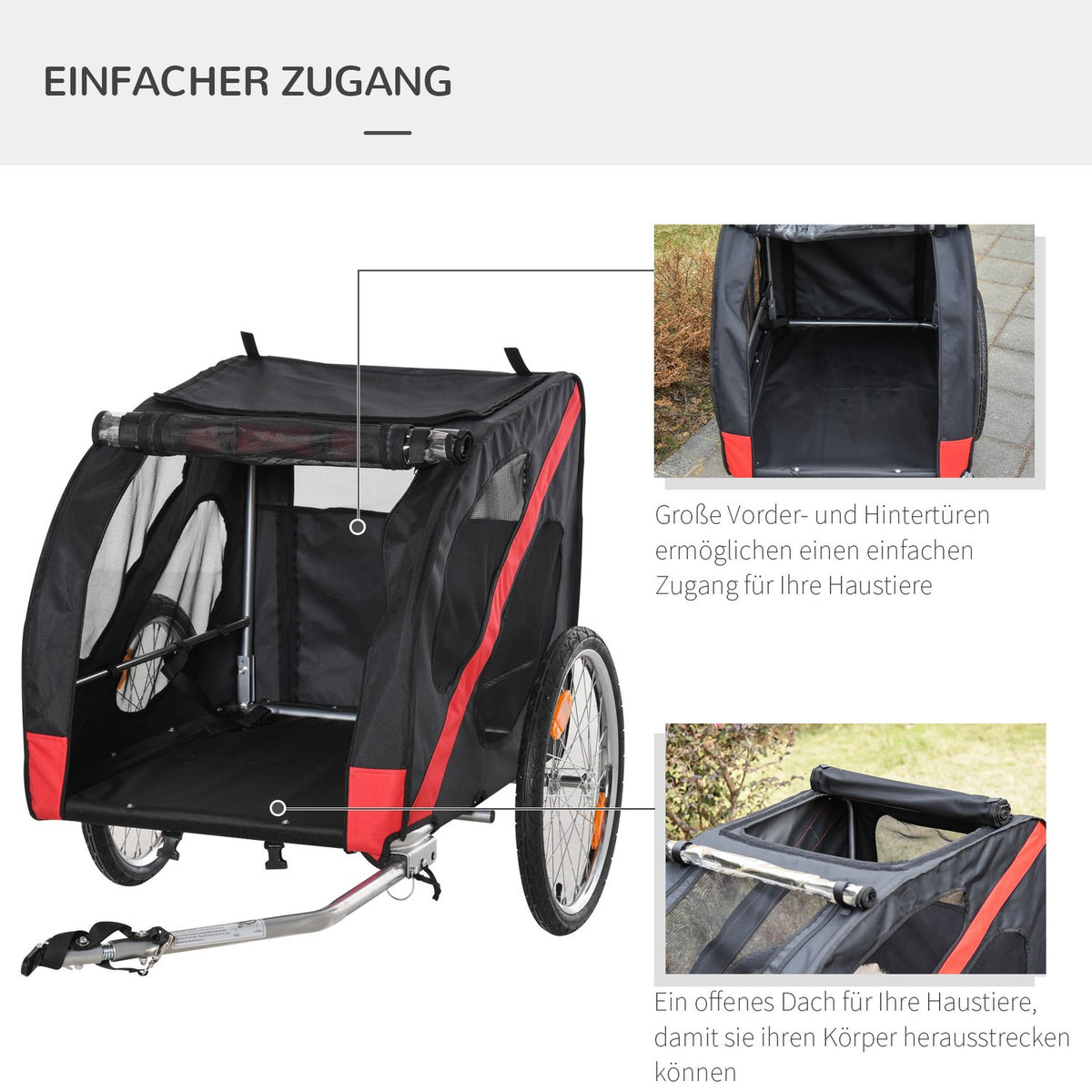 Dog Trailer Heavy Duty Dog Bike Trailer, All-Terrain, Weatherproof Oxford Fabric, Steel Frame