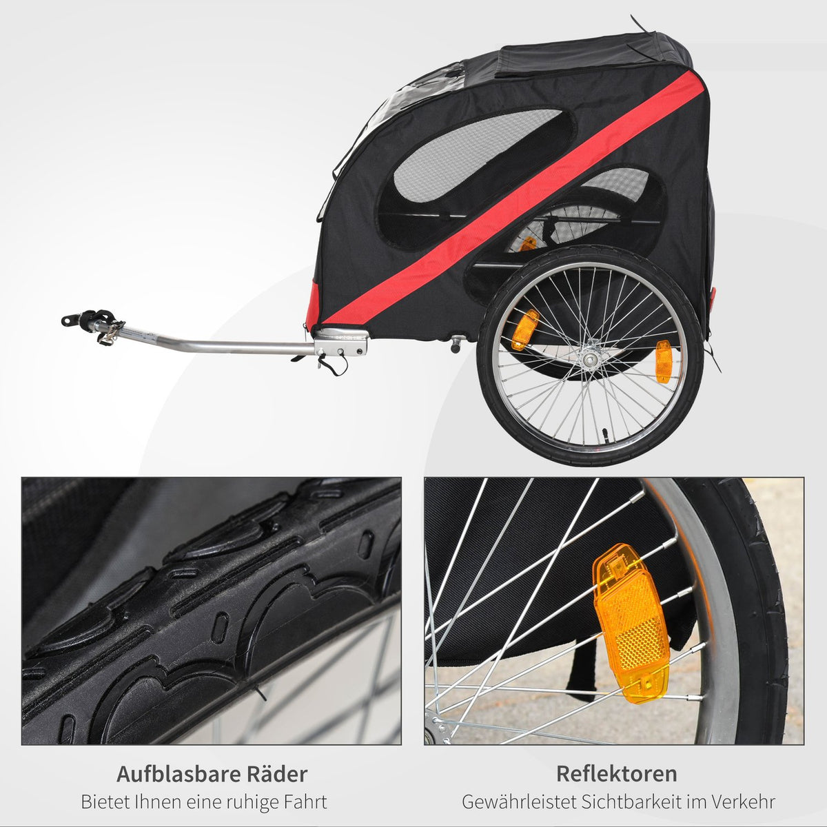 Dog Trailer Heavy Duty Dog Bike Trailer, All-Terrain, Weatherproof Oxford Fabric, Steel Frame