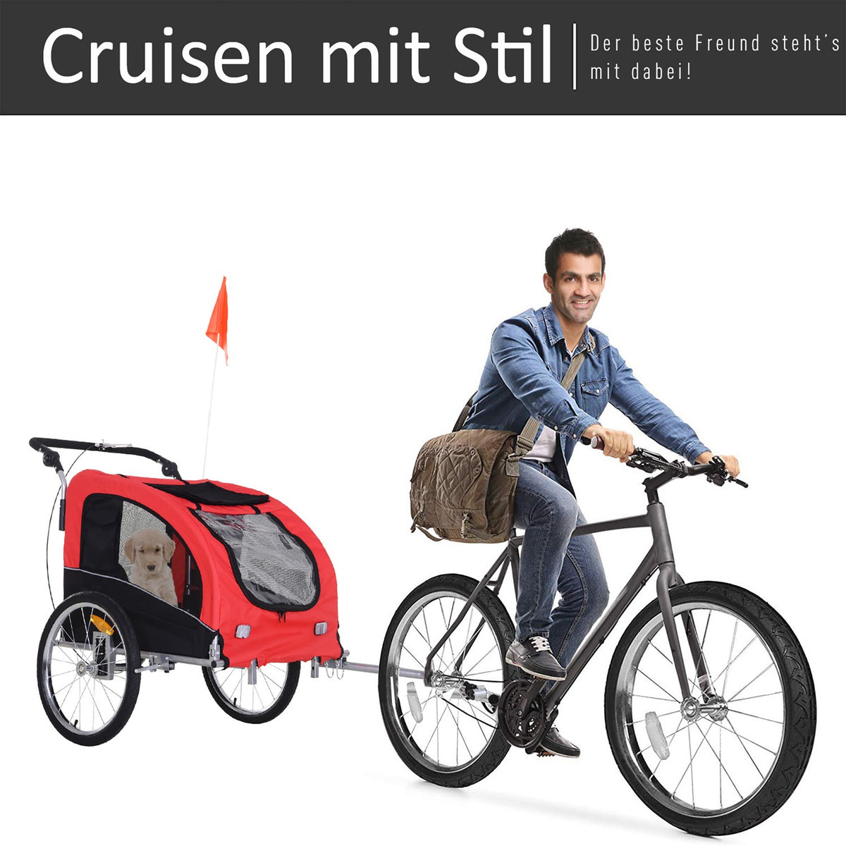 Dog Trailer Jogger Bicycle Trailer Dog Bicycle Trailer Red+Black 155 X 83 X 108 Cm