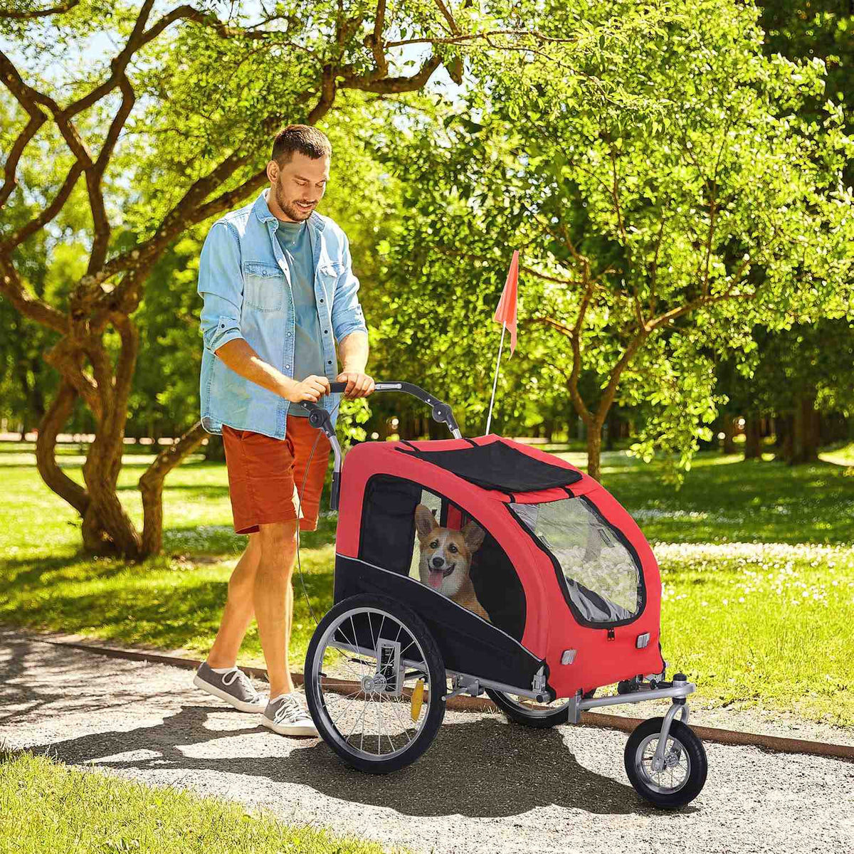 Dog Trailer Jogger Bicycle Trailer Dog Bicycle Trailer Red+Black 155 X 83 X 108 Cm