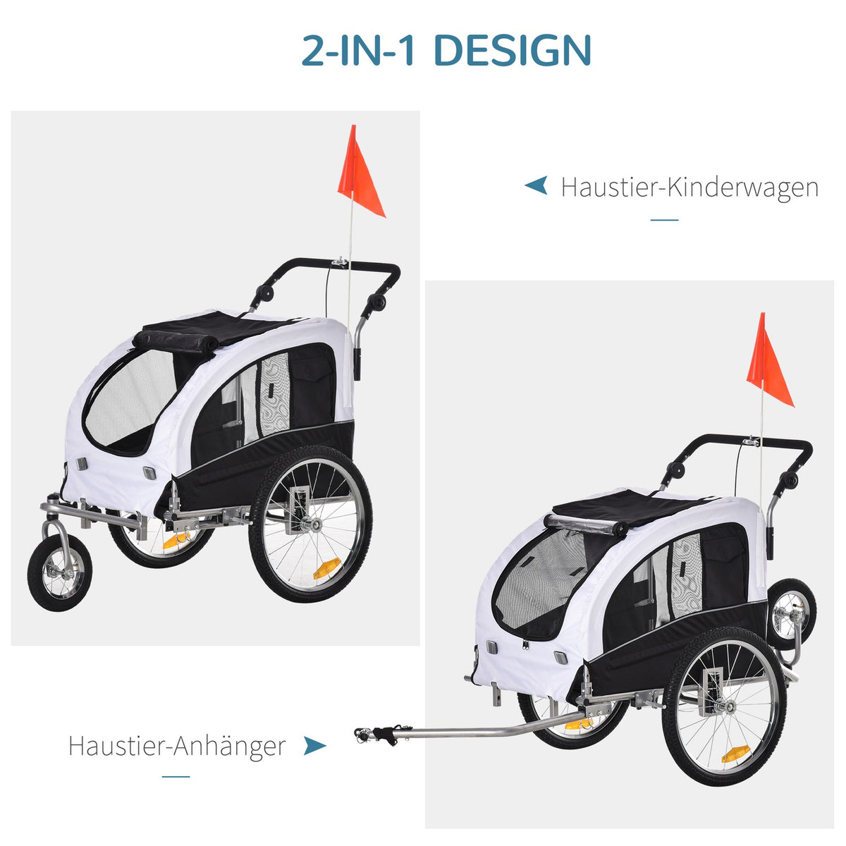 Dog Trailer Jogger Bicycle Trailer Dog Bicycle Trailer White+Black 155 X 83 X 108 Cm