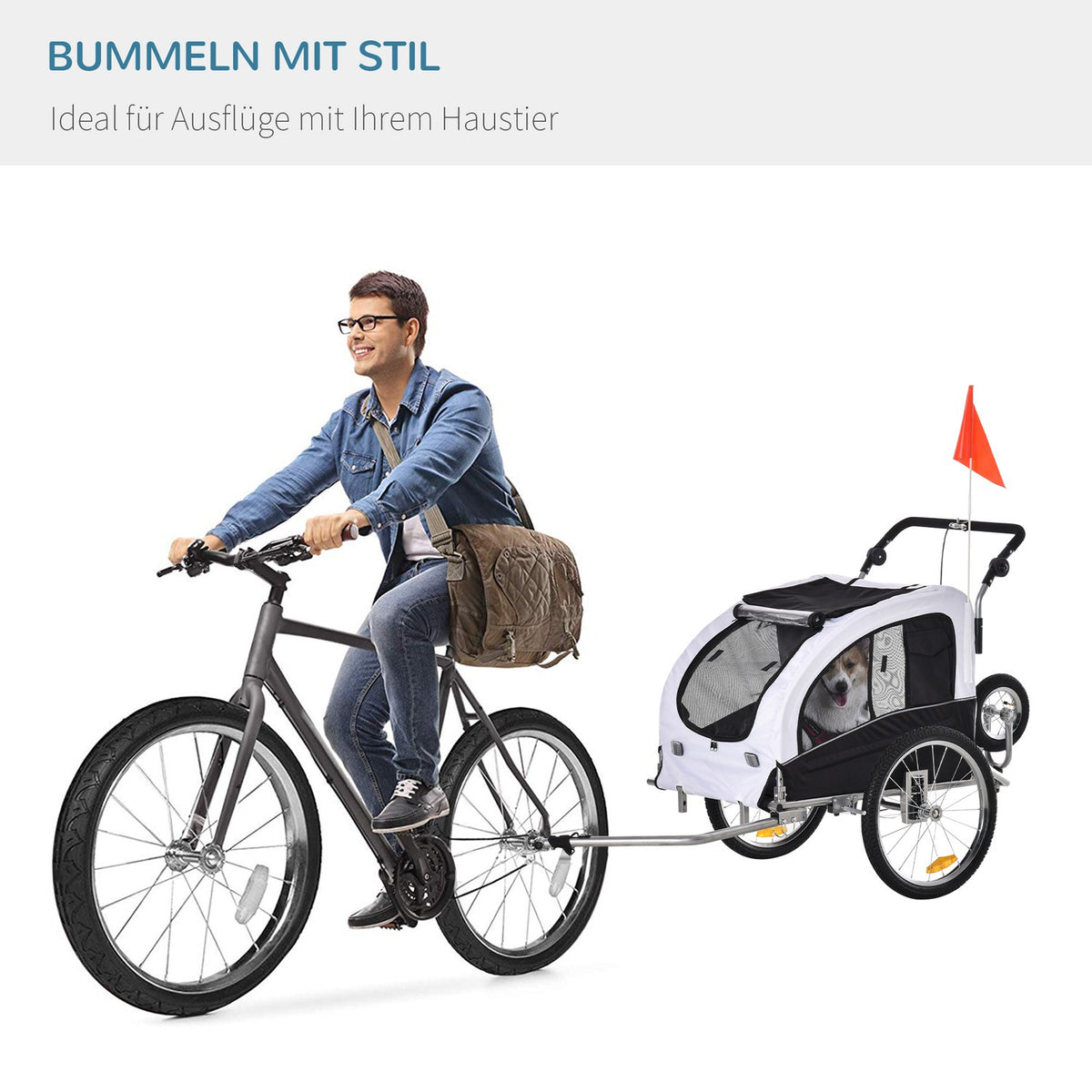 Dog Trailer Jogger Bicycle Trailer Dog Bicycle Trailer White+Black 155 X 83 X 108 Cm