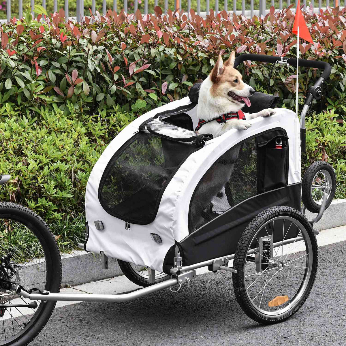 Dog Trailer Jogger Bicycle Trailer Dog Bicycle Trailer White+Black 155 X 83 X 108 Cm