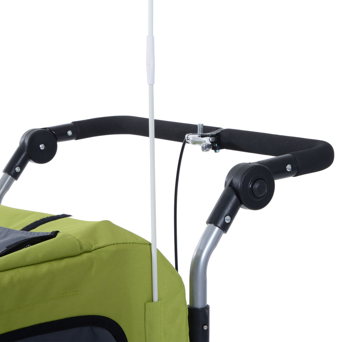 Dog Trailer Jogger Bicycle Trailer For Dogs, Large & Stable, With Safety Flag, Green+Gray, 155X83X108Cm