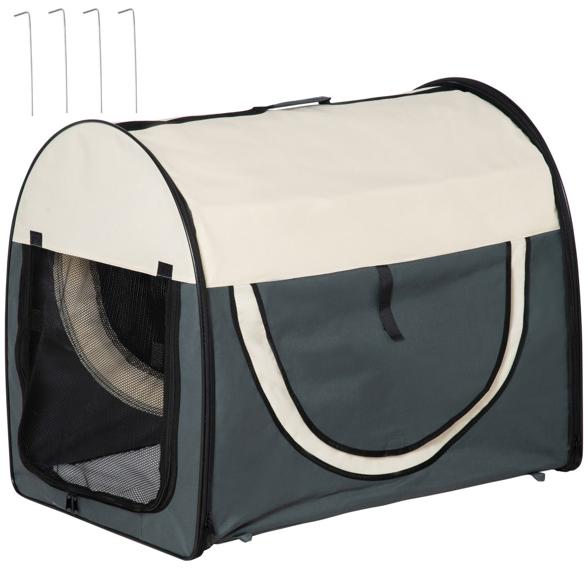 Dog Transport Box Foldable Dog Transport Box With Cushion, Waterproof, Oxford Fabric, Dark Gray, 81X56X66Cm