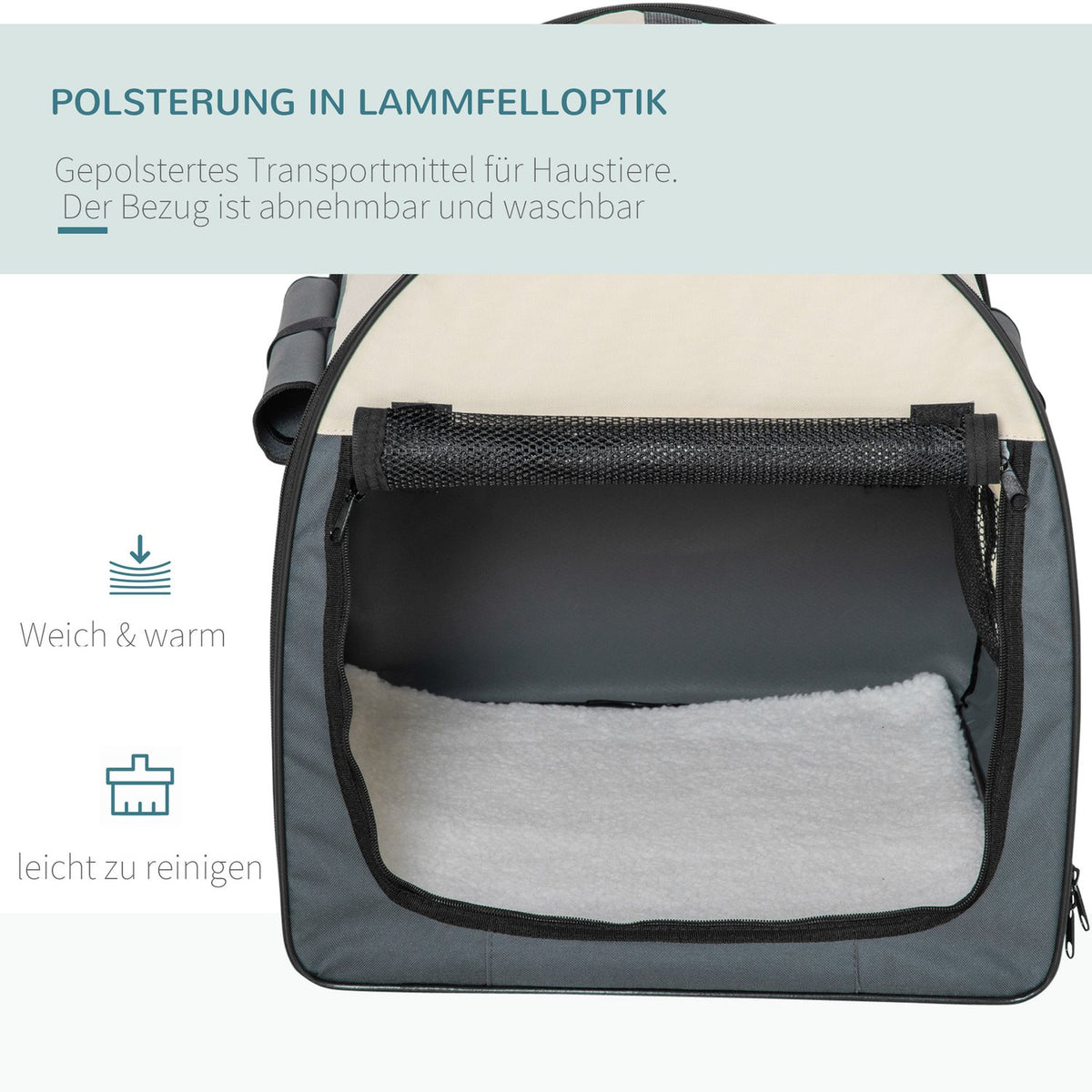 Dog Transport Box Foldable Dog Transport Box With Cushion, Waterproof, Oxford Fabric, Dark Gray, 81X56X66Cm