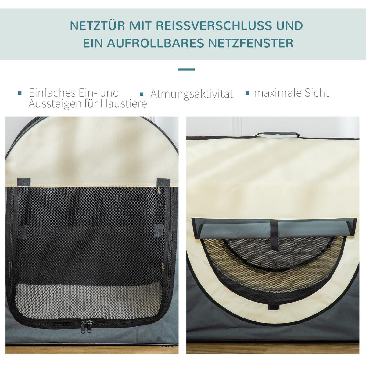 Dog Transport Box Foldable Dog Transport Box With Cushion, Waterproof, Oxford Fabric, Dark Gray, 81X56X66Cm