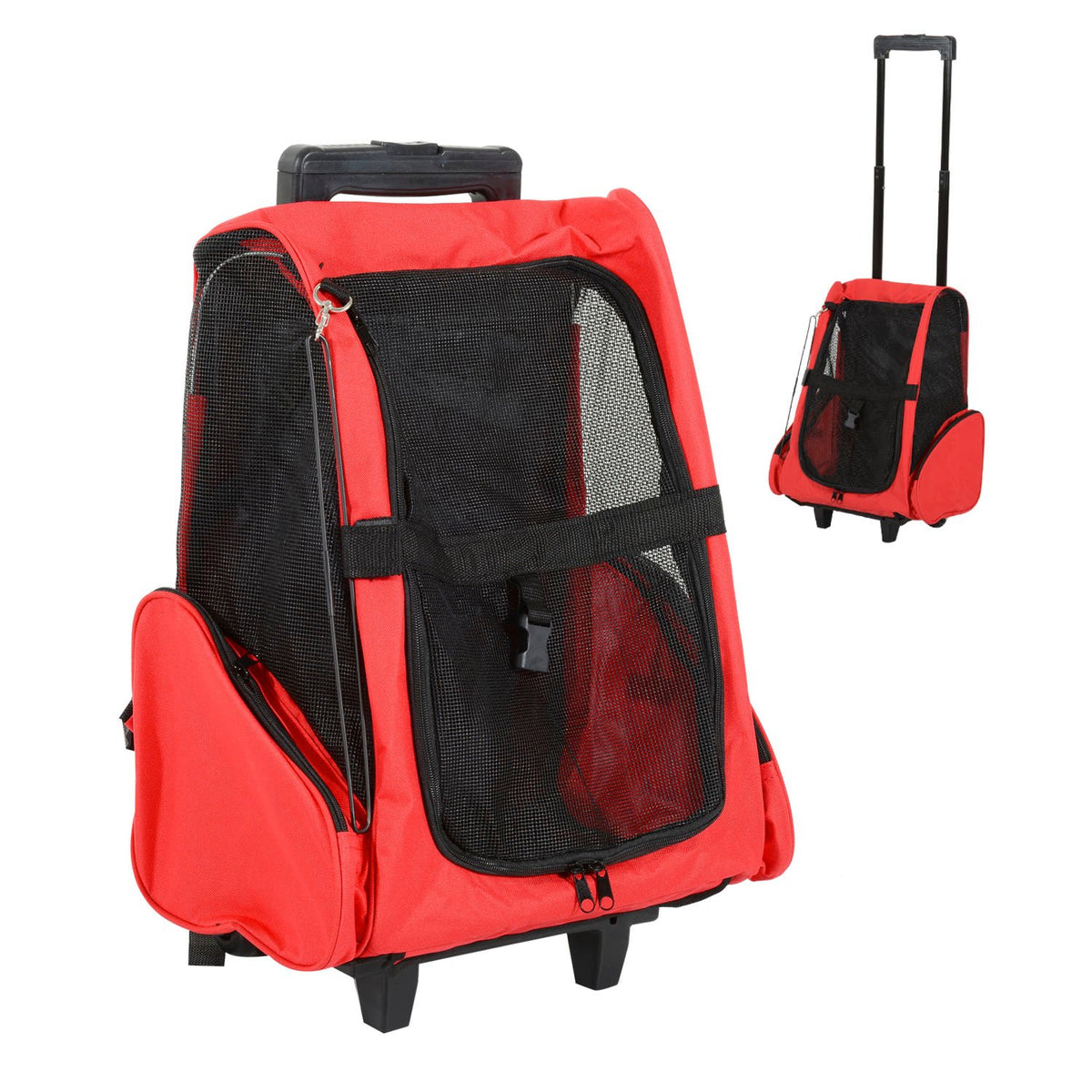 Dog Trolley Carrier Bag Transport Bag For Animals Trolley 2-In-1 With Door And Window Breathable Red 42 X 25 X 55 Cm