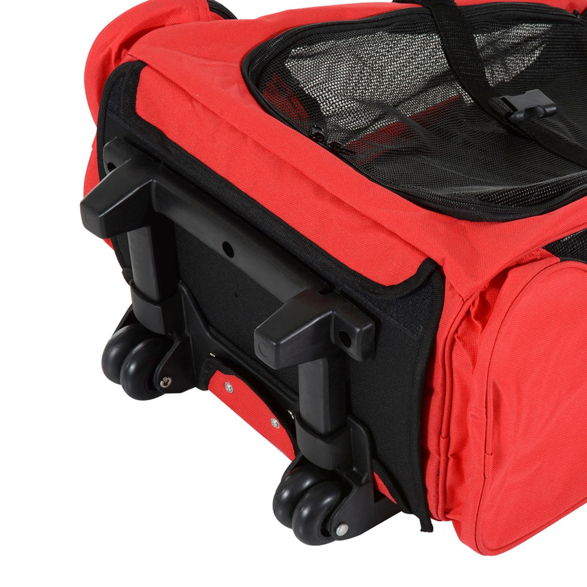Dog Trolley Carrier Bag Transport Bag For Animals Trolley 2-In-1 With Door And Window Breathable Red 42 X 25 X 55 Cm