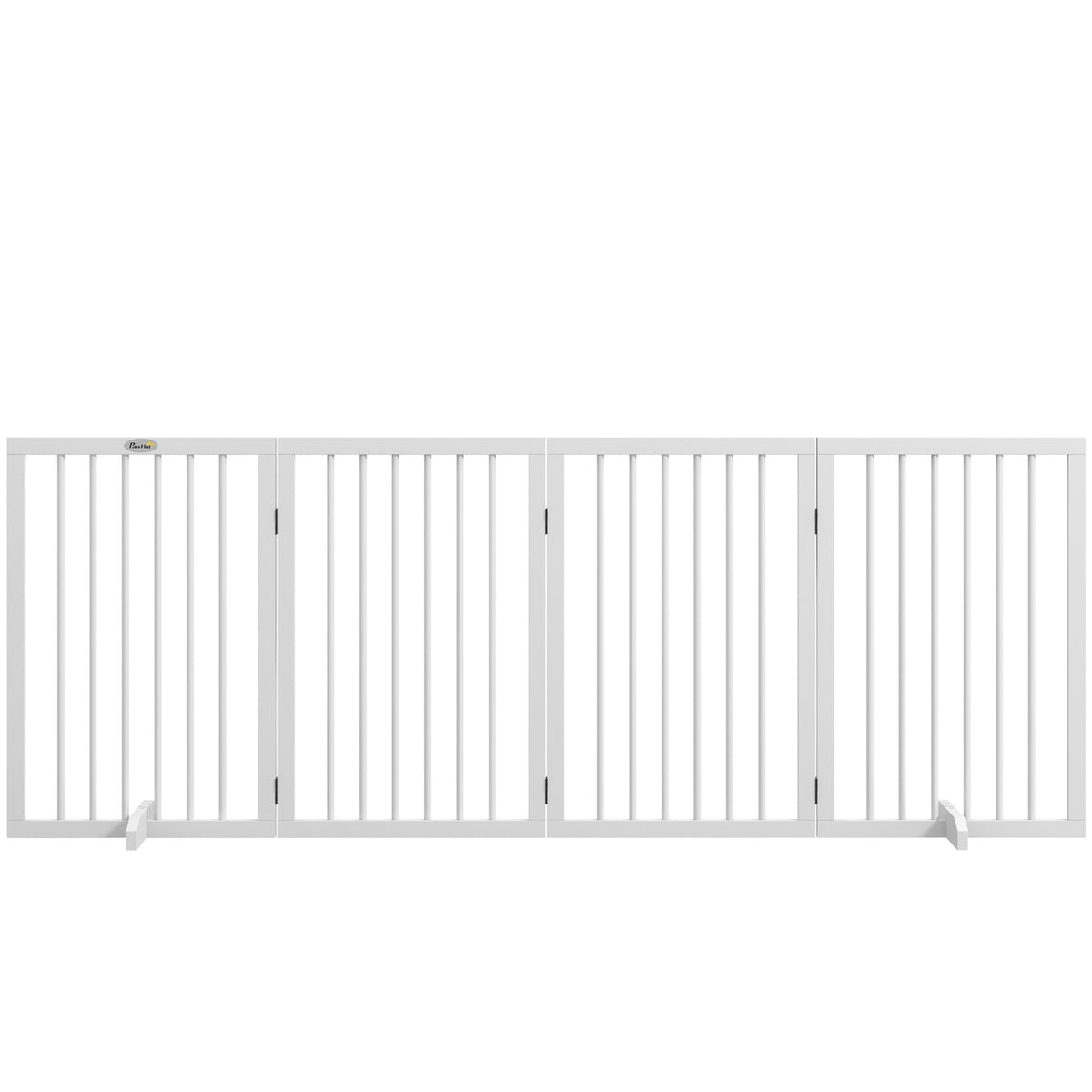 Dog barrier, 4 pieces, 206 x 76 cm, foldable door safety gate with 2 support feet, free-standing wooden dog gate, stair gate for kitchen