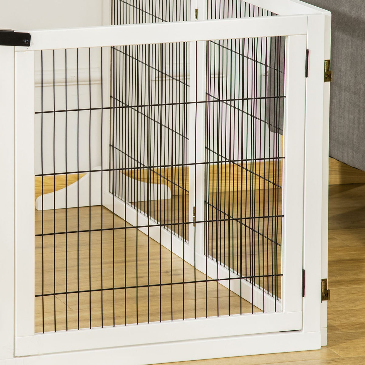 Dog barrier, adjustable safety gate with feet, 432 x 70 cm wooden dog gate, foldable stair gate, dog barrier for stairs, doors, hallway, 6 panels, white |