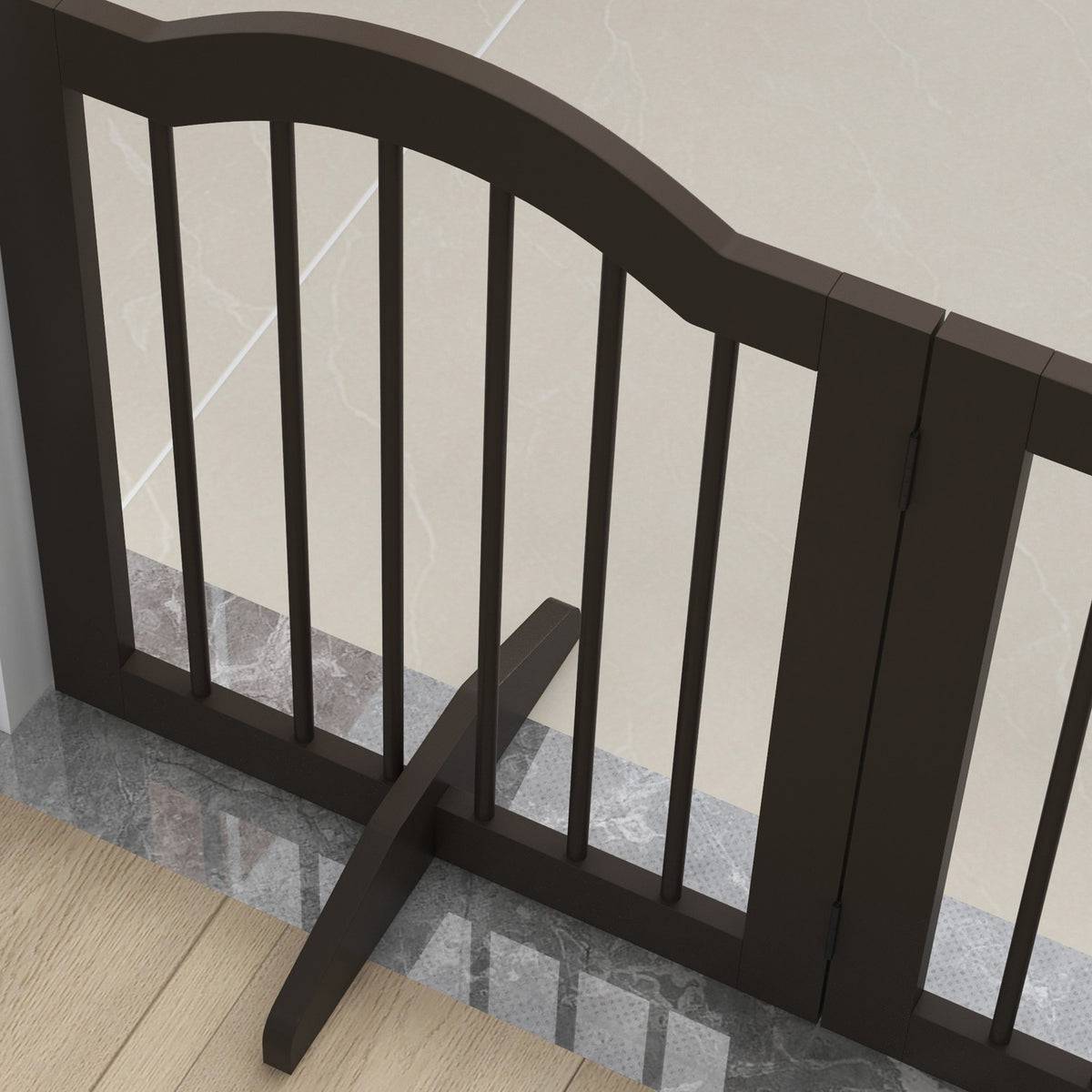 Dog barrier, foldable, dog gate, configuration gate, 3 parts with two support feet, stair gate, dog barrier, door protection gate, coffee, 154.5 x 29.5 x 61 cm