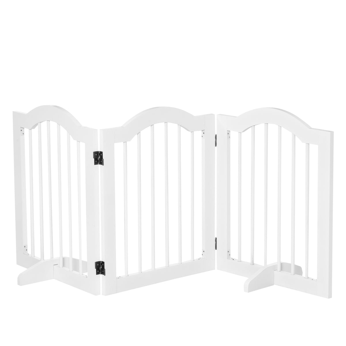 Dog barrier protective gate dog gate configuration gate 3-part with two support feet stable foldable MDF white 154.5x29.5x61 cm