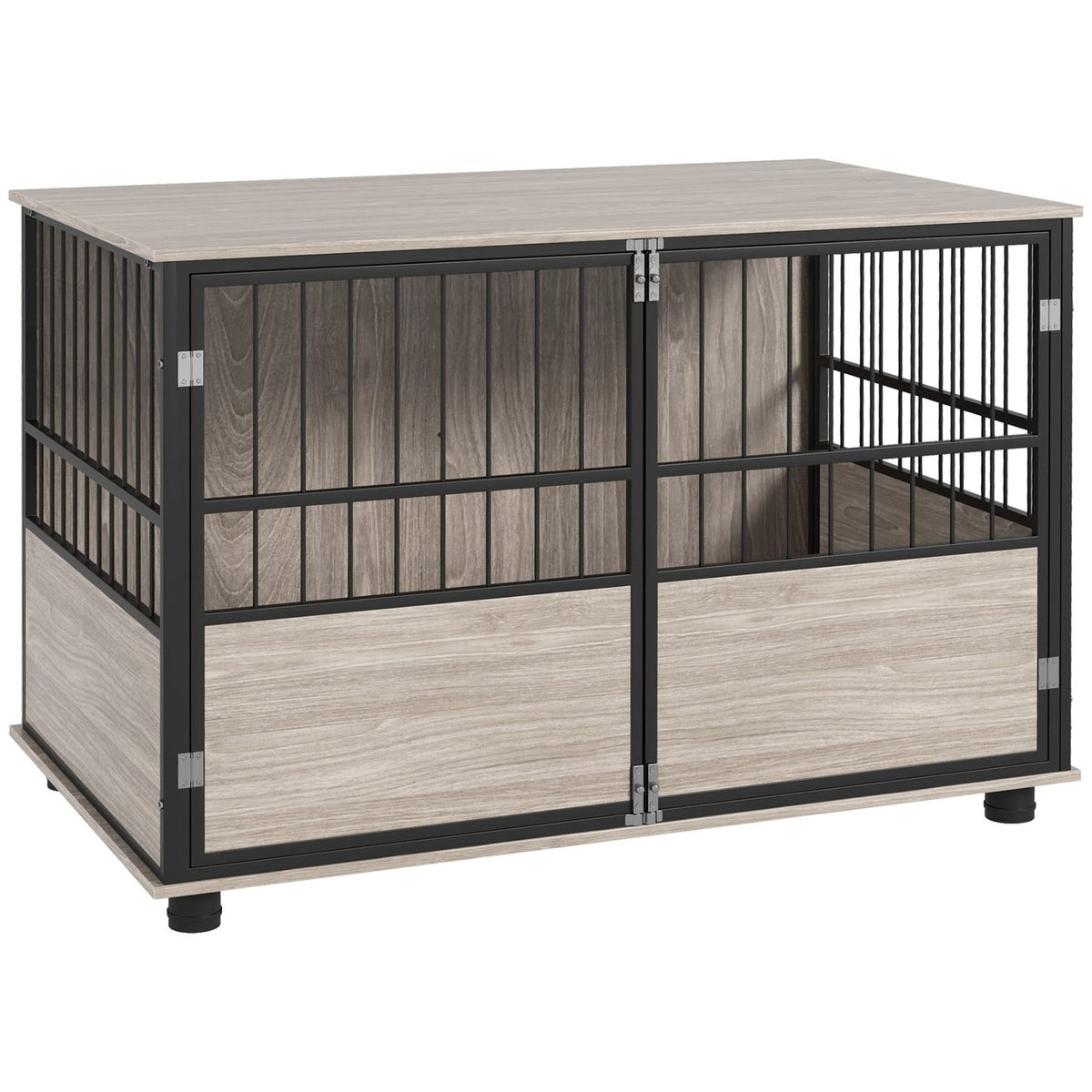 Dog cage for home, dog house, non-slip pet cage, dog box with doors, dog house for up to large dogs, walnut, 100x60x68cm
