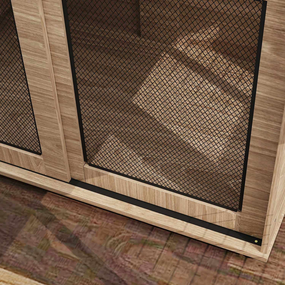 Dog cage furniture, dog box with 2 lockable doors, side table for home, dog house for large dogs under 30 kg, steel, 98 x 60 x 78 cm, walnut |