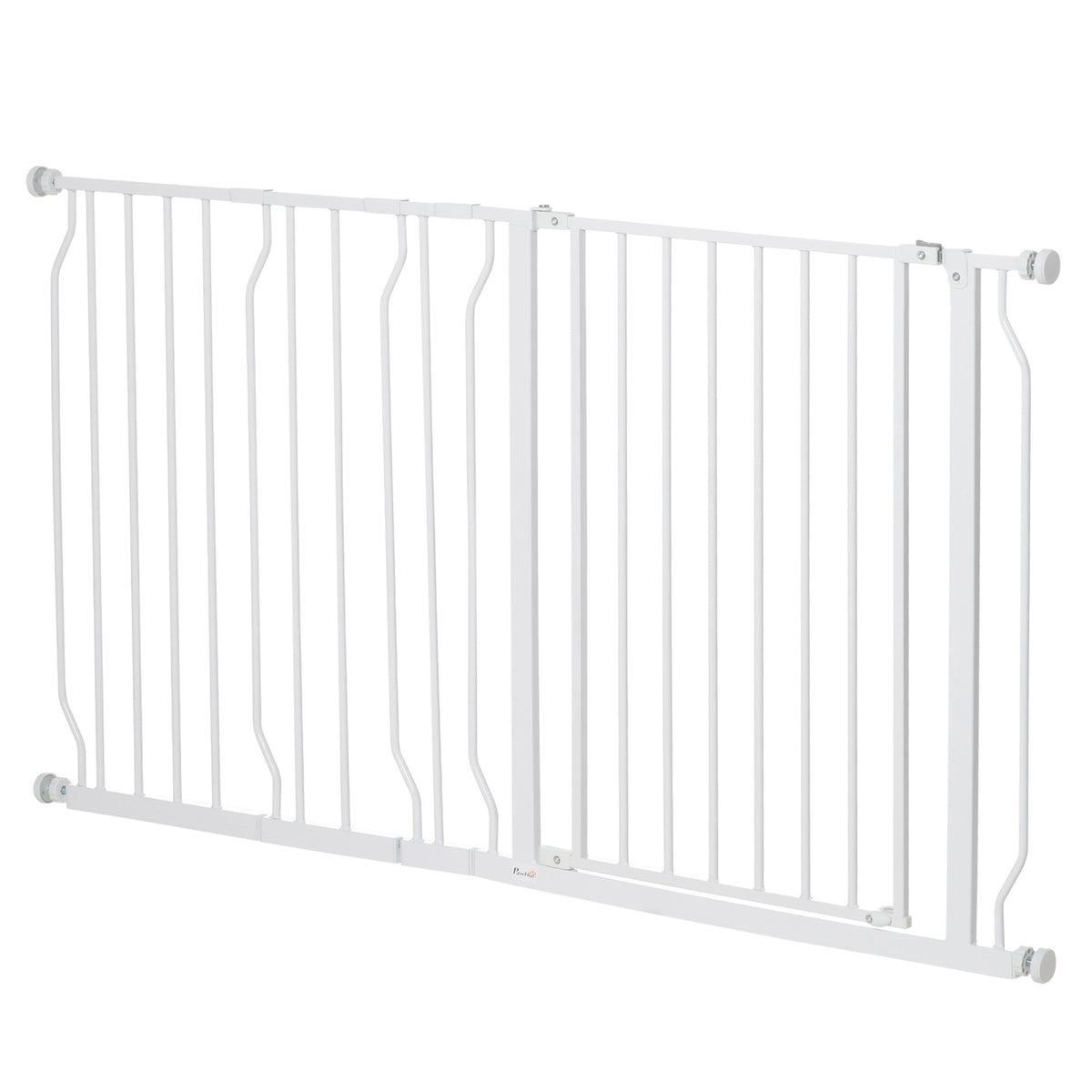 Dog door gate, length adjustable, installation without drilling, baby door gate, protective gate, two-way opening, white, 75-145 cm