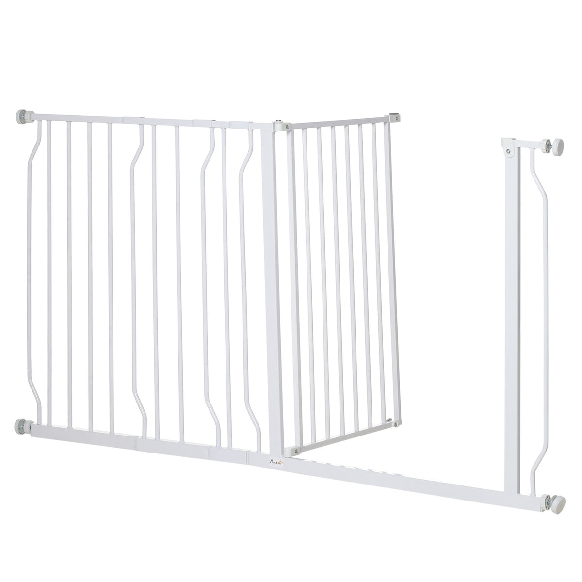 Dog door gate, length adjustable, installation without drilling, baby door gate, protective gate, two-way opening, white, 75-145 cm