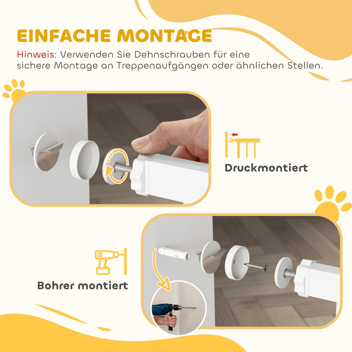 Dog door safety gate, 76-104 cm barrier without drilling, steel stair gate, stair gate with cat door, protective gate, safety gate for stairs, door, hallway, white