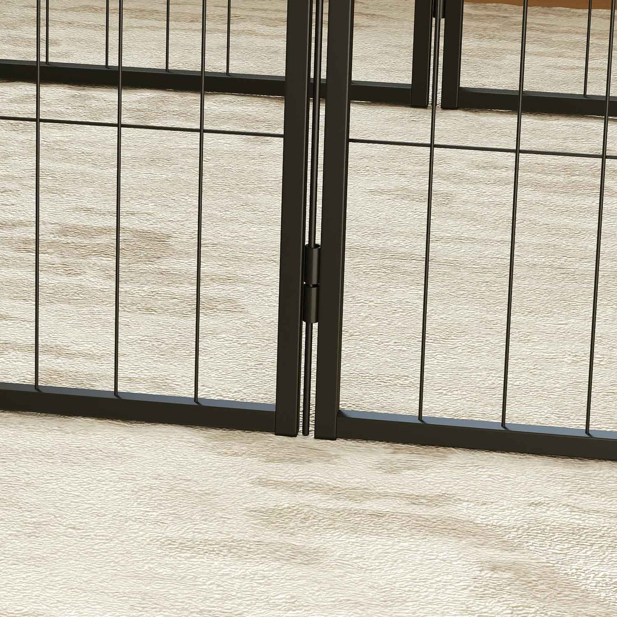 Dog fence, pet enclosure, 6 panels, steel, foldable, grey