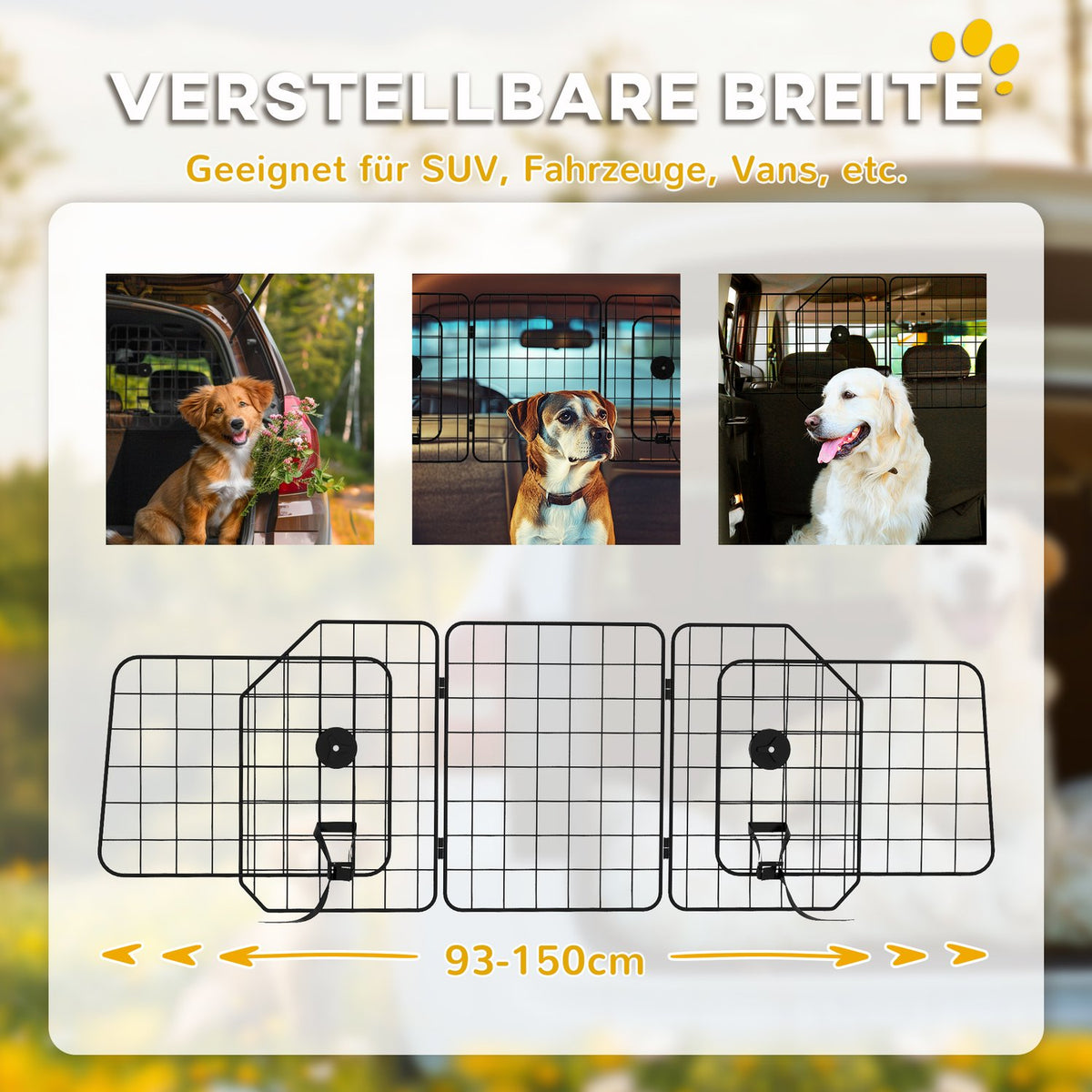Dog guard car universal trunk grille dog guard divider adjustable steel black 93-150 x 42 cm
