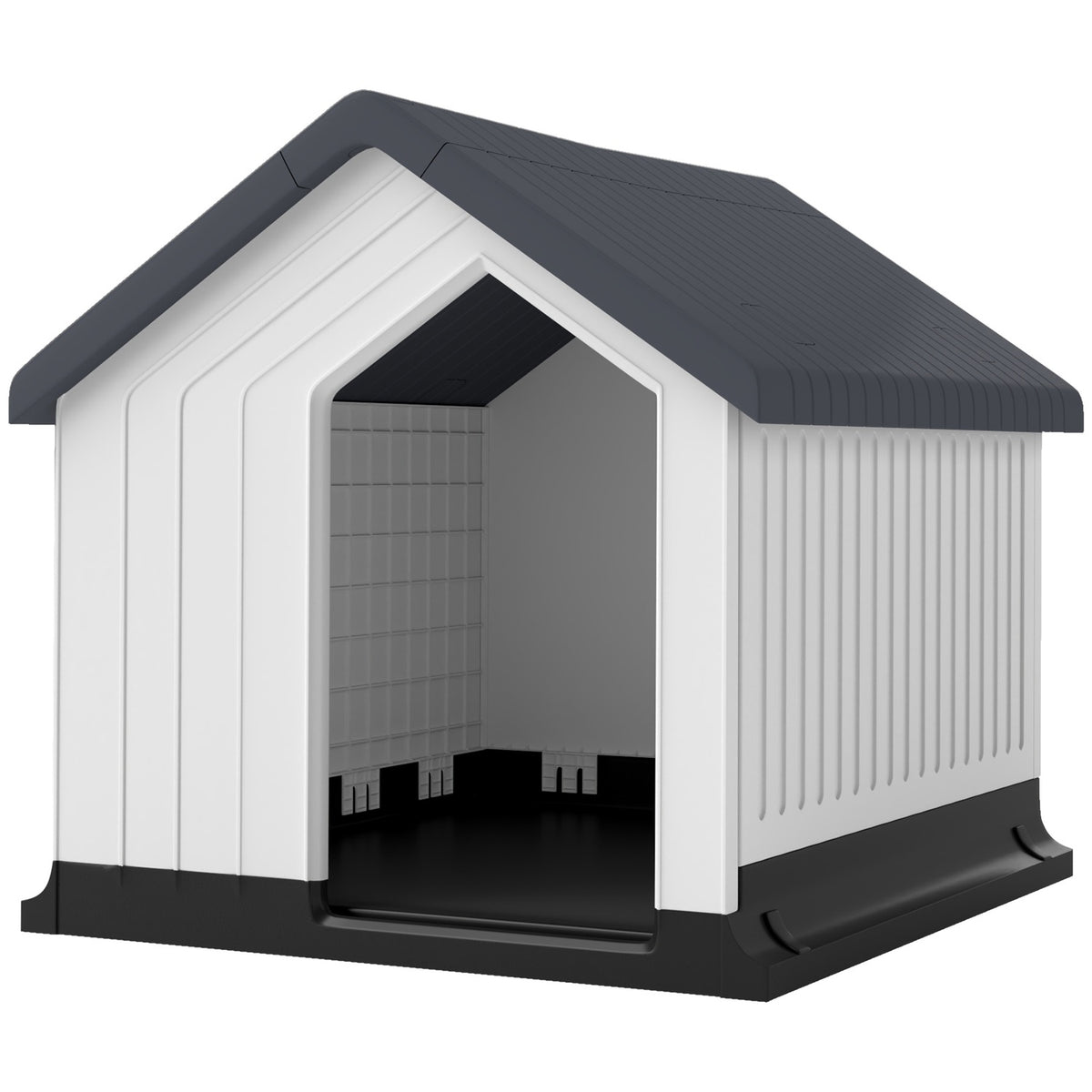 Dog house, dog house with asphalt roof, window, weatherproof small animal house, dog cave for mini and small dogs gray 62 x 61 x 60 cm