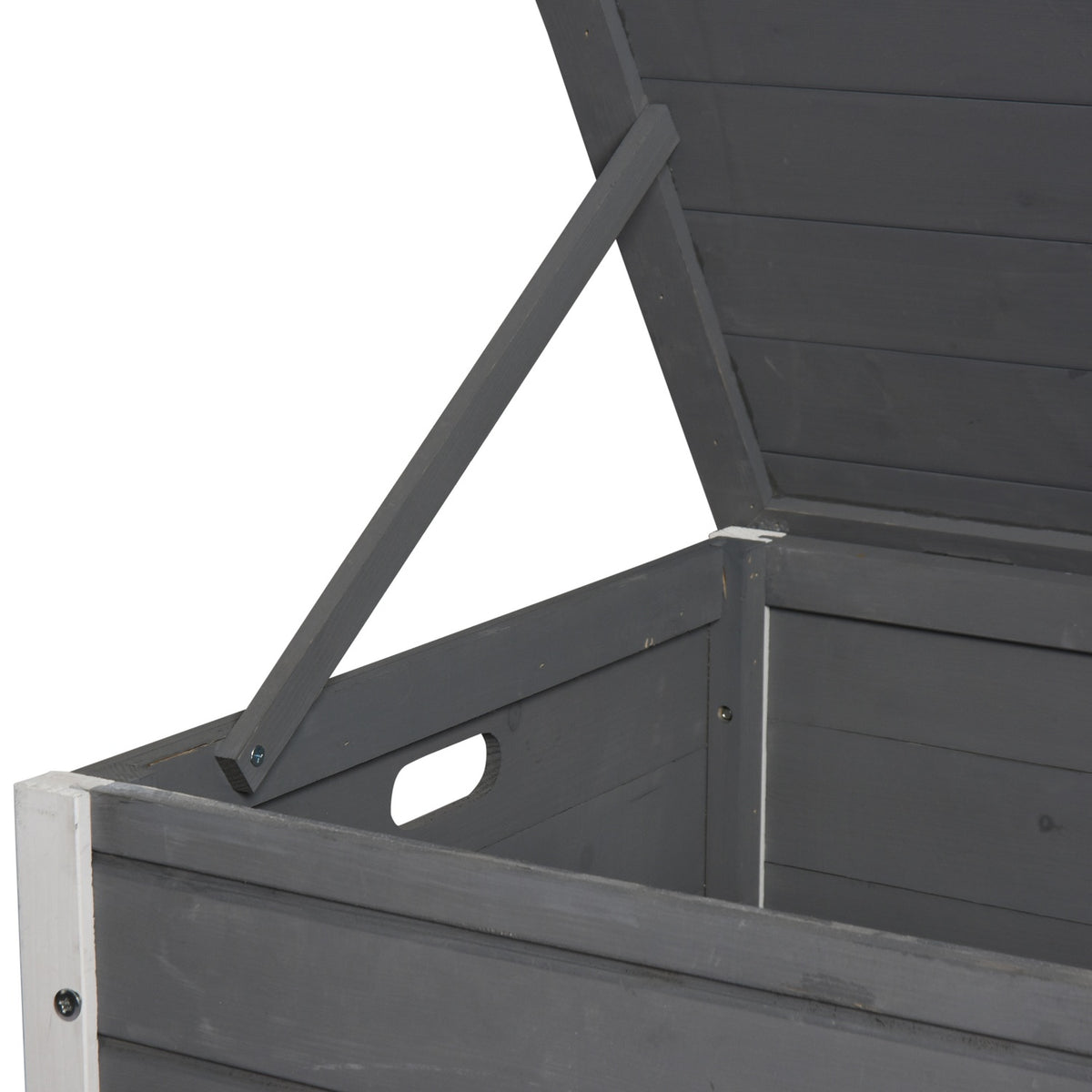 Dog house, waterproof dog house with door, mesh box for outdoor use, fir, grey, 80x55x53.5 cm